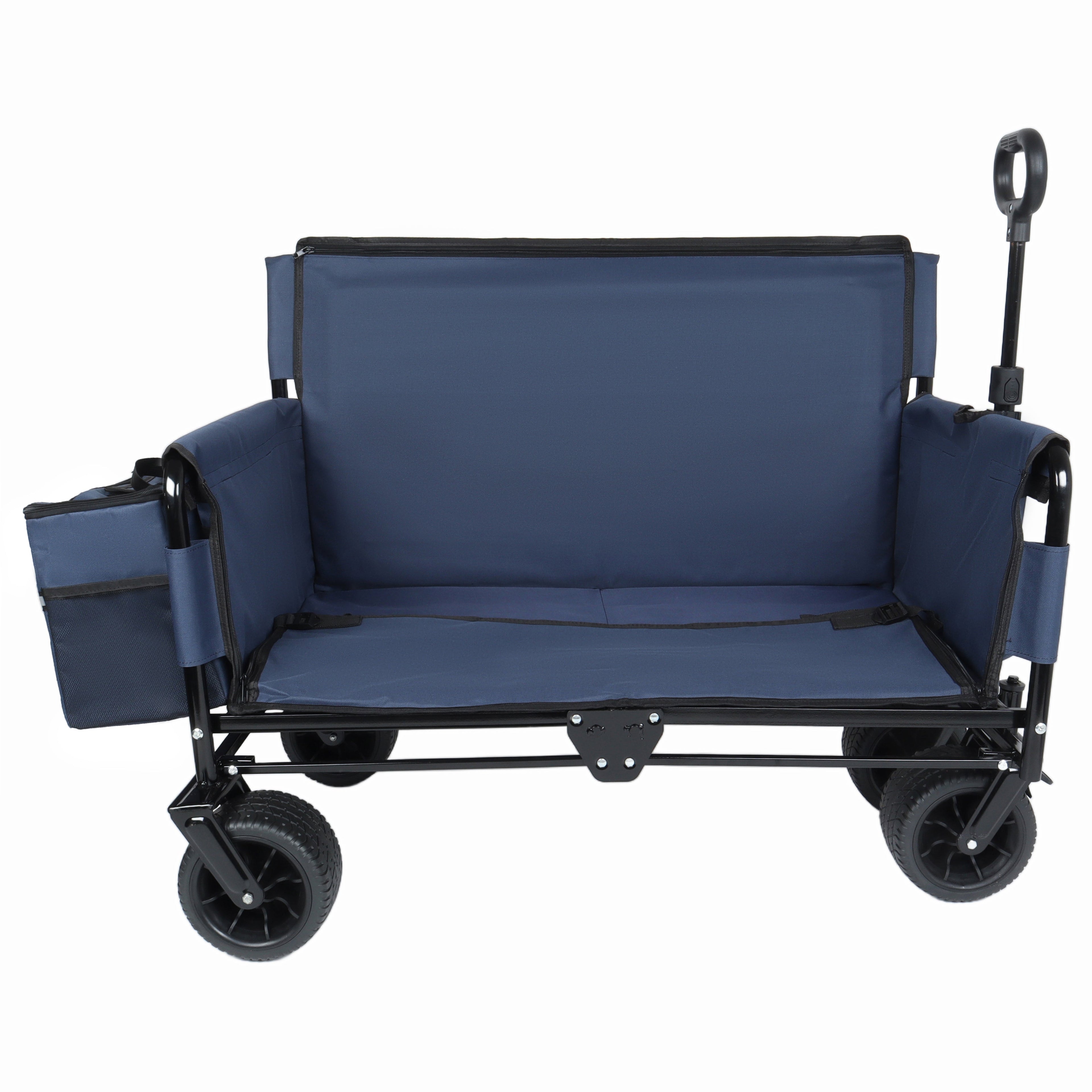 3-in-1 Folding Wagon Cart with Bench Seat & Storage
