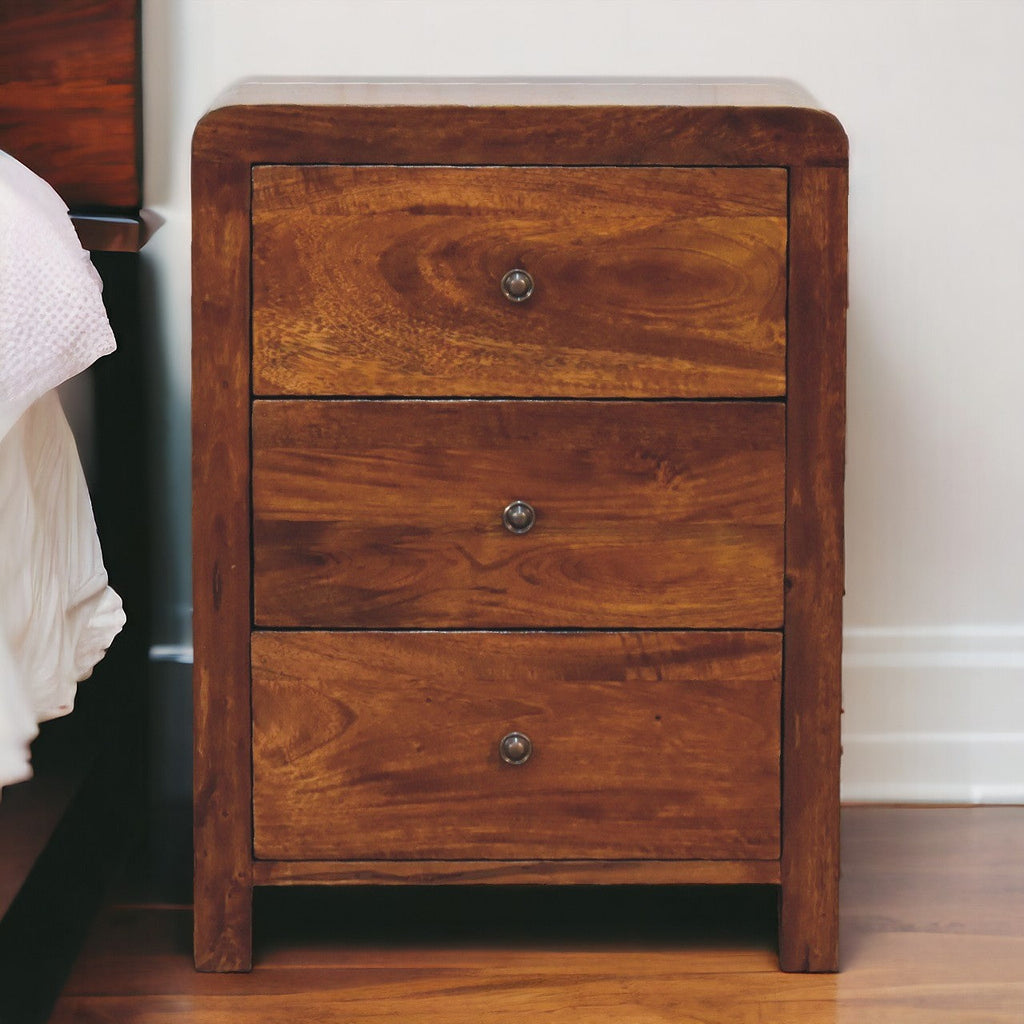 Naya Nightstand, 3-Drawers, Chestnut