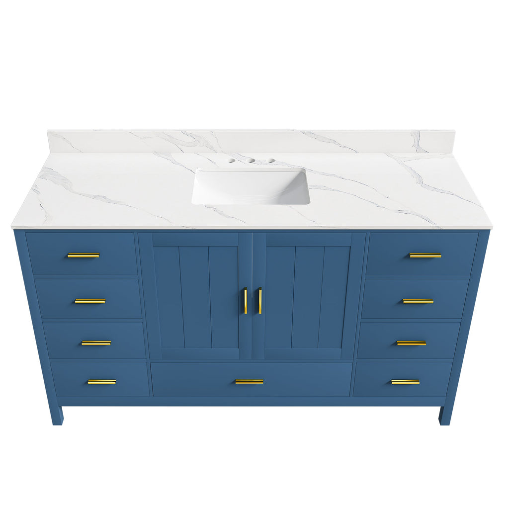 60" Modern Solid Wood Bathroom Vanity with Sink
