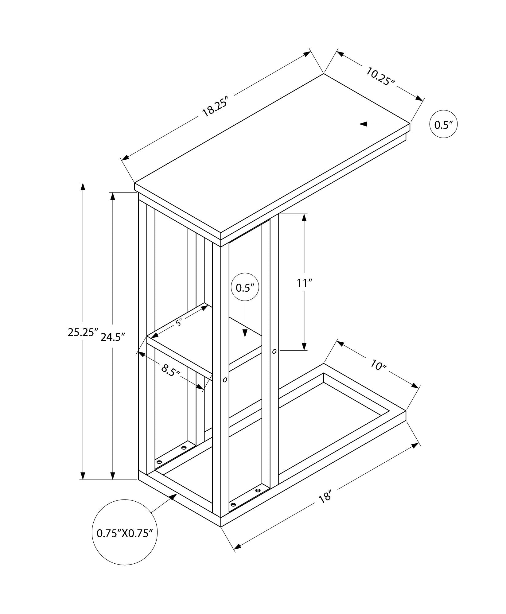 Accent Table, C-Shaped, Marble Look Contemporary & Modern Convenient Design