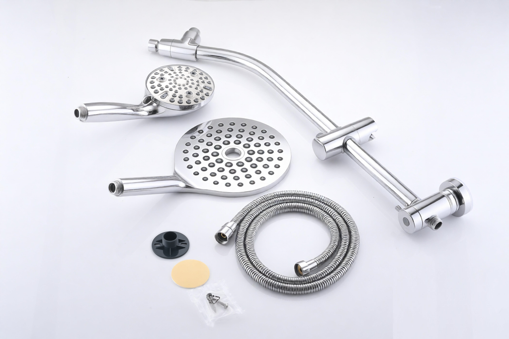 High Pressure Dual Shower Head Set - 26 Inch Tool-Free Adjustable Slide Bar,10 Spray Settings and Handheld.