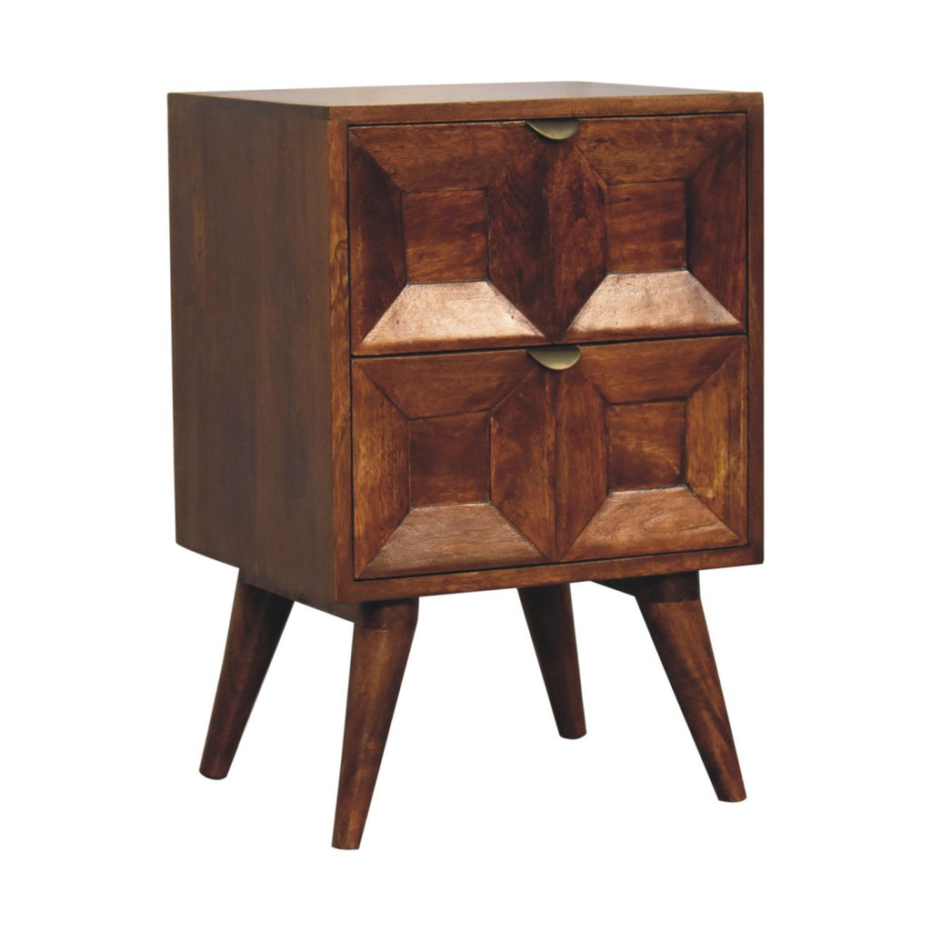 Solid Wood Quad Nightstand, 2-Drawers