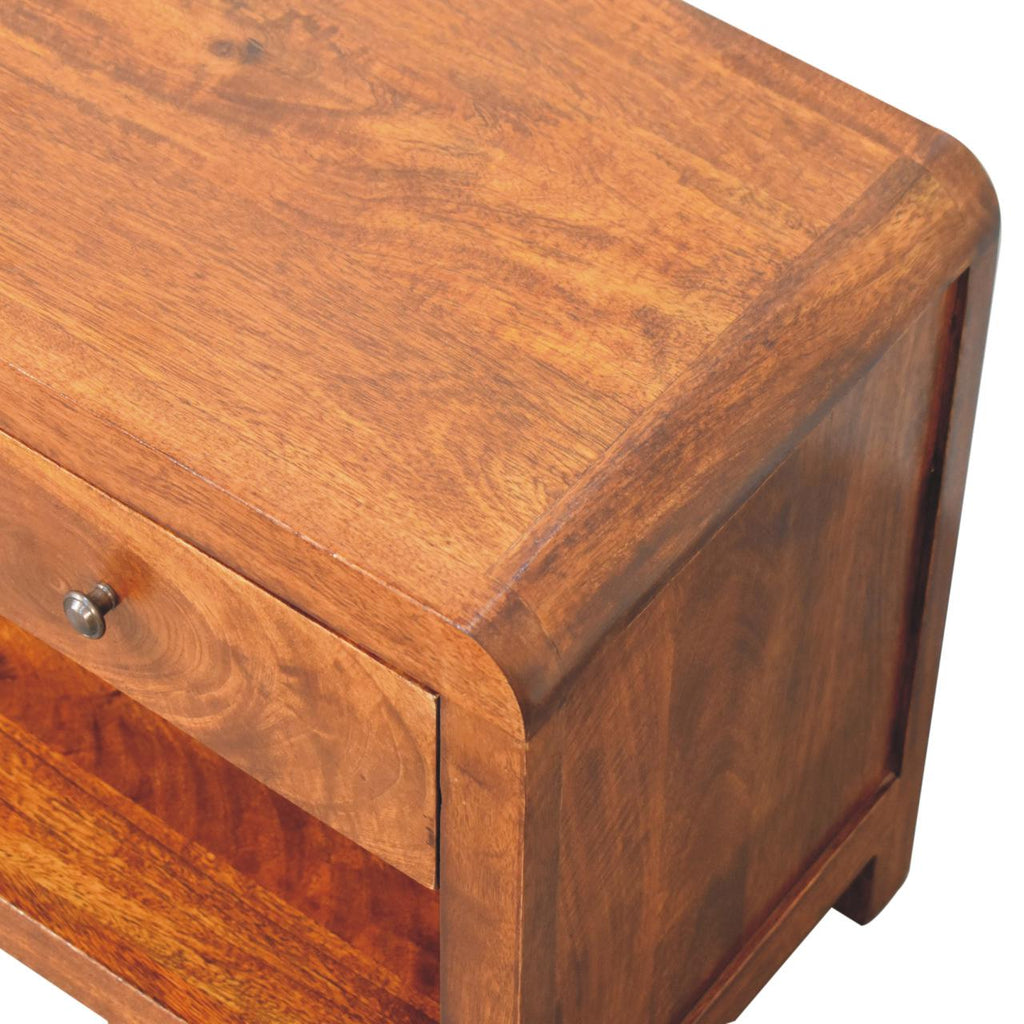 Solid Wood Aspen Media Unit, 3-Drawers, Open Slot, Chestnut