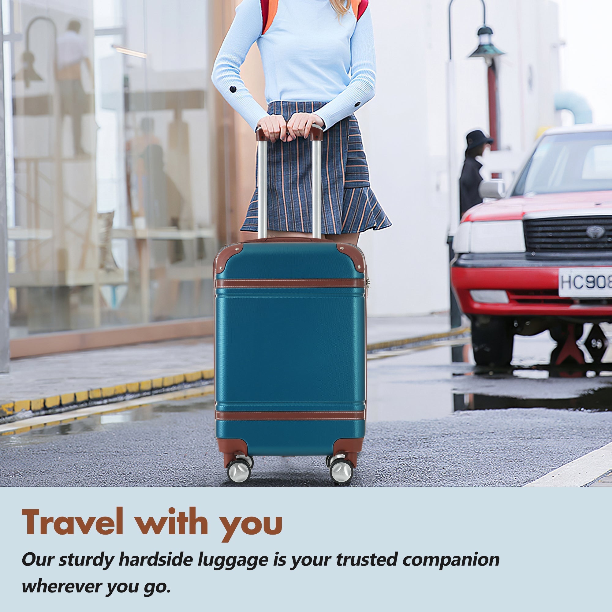 GigaTech Hardshell 3-Piece Lightweight Luggage Set - Blue 28 Inch