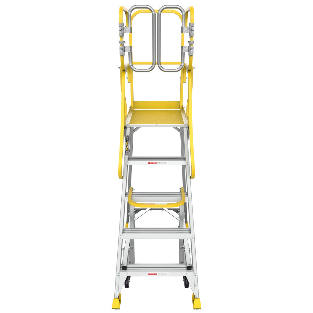 5 Step 375lbs Aluminum Rolling Platform Ladder