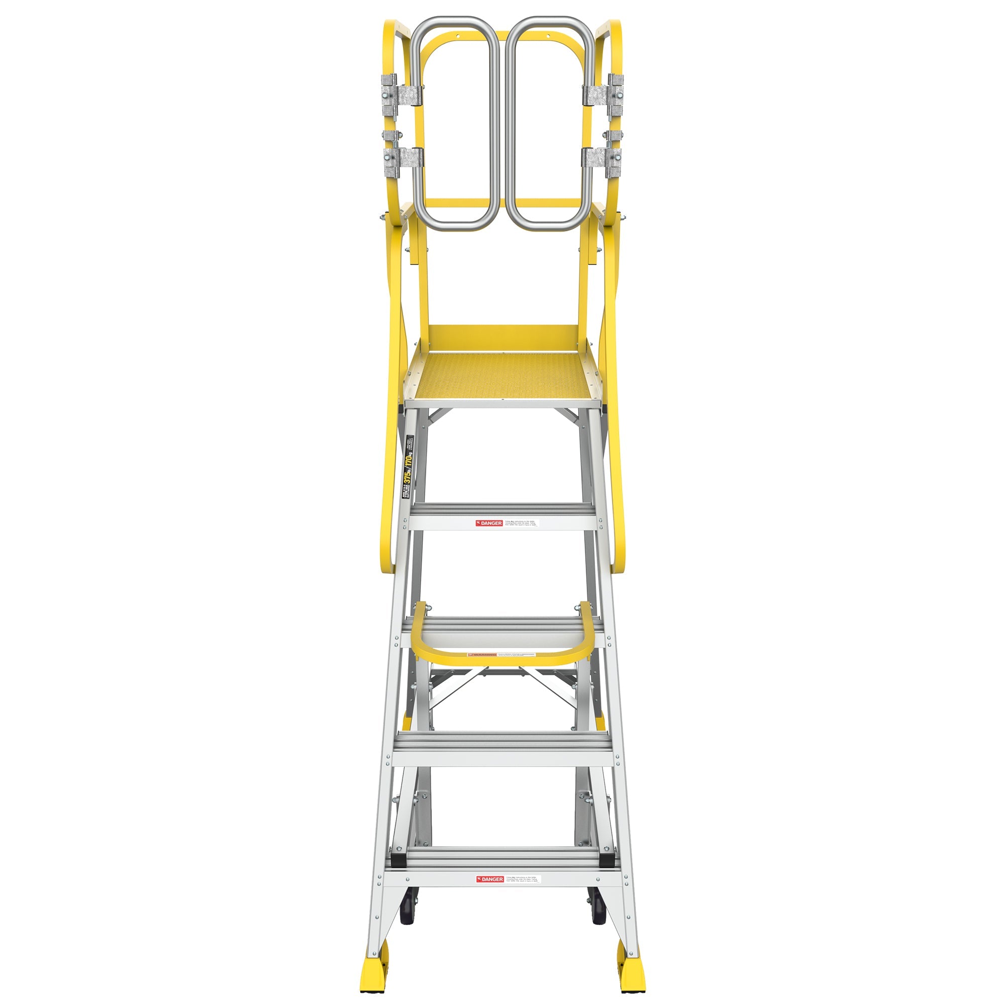5 Step 375lbs Aluminum Rolling Platform Ladder