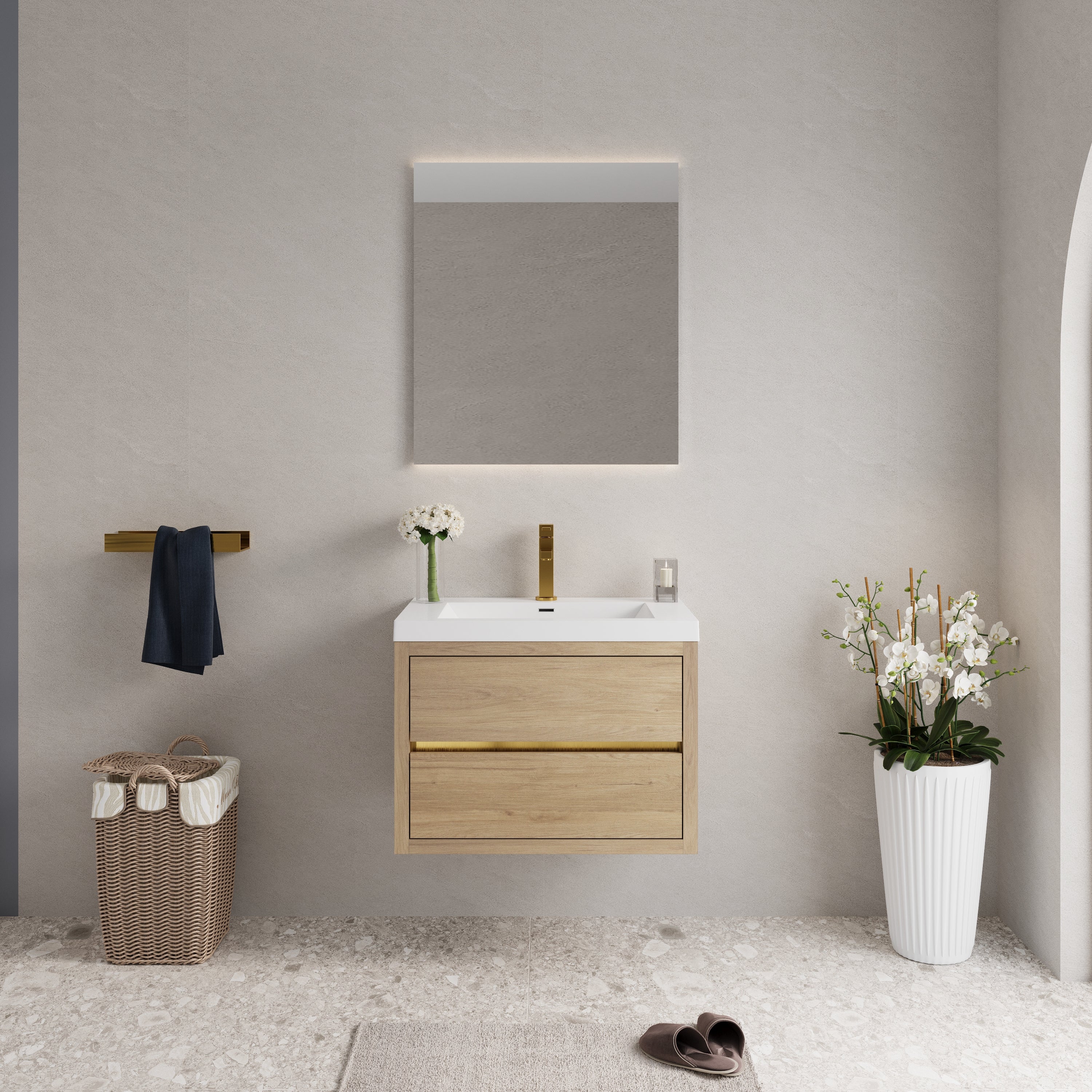 30" Wall-Mounted Bathroom Vanity with Sink, Floating Storage Cabinet