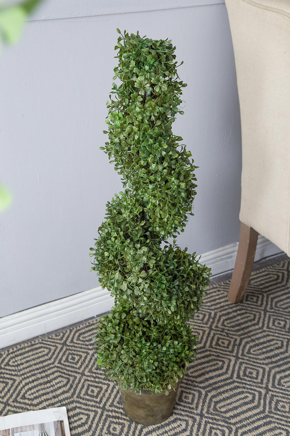 7.5x7.5x35" 3 Foot Tall Artificial Spiral Boxwood Tree