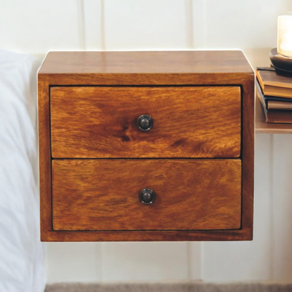 Solid Wood Solis Chestnut Wall-Mounted Nightstand