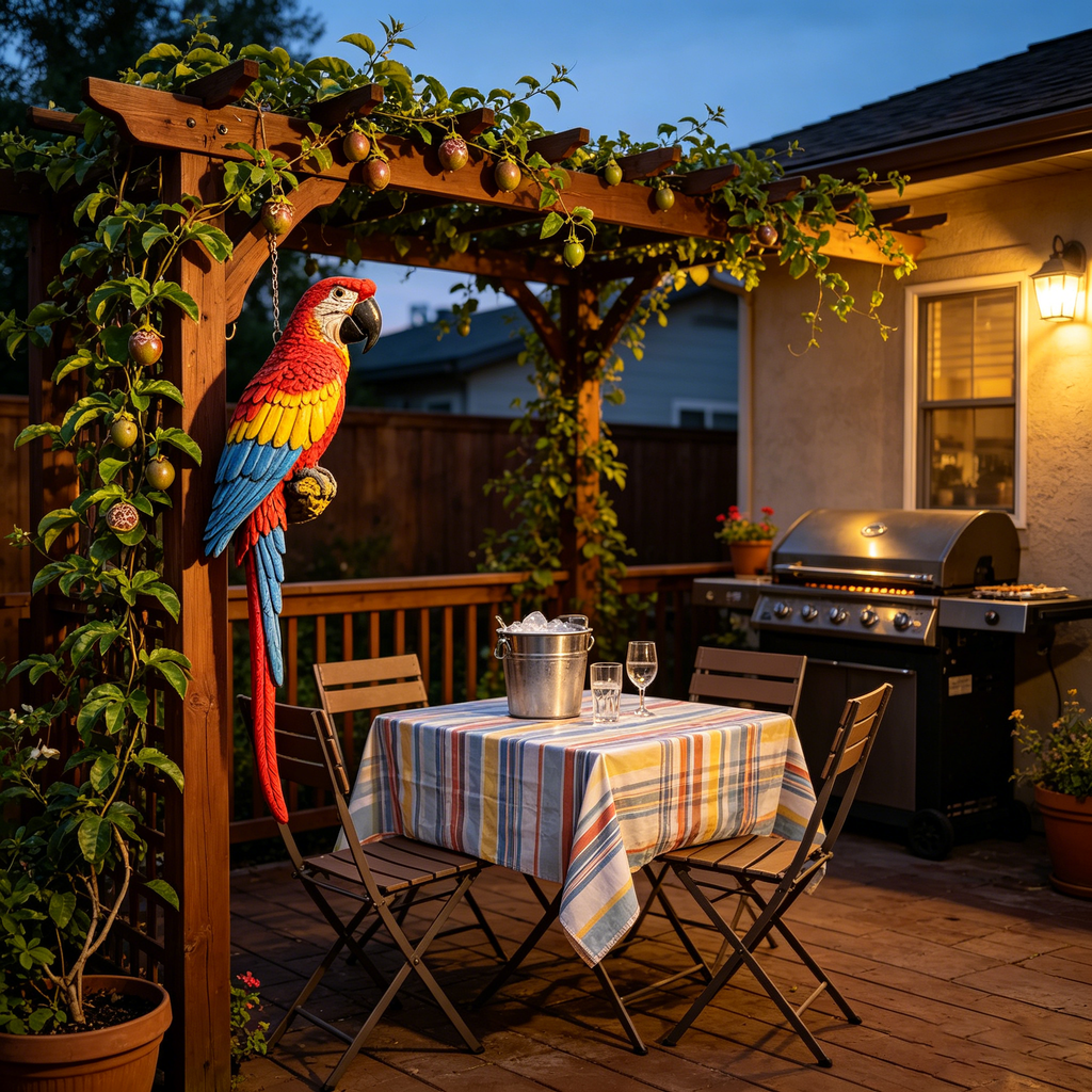 Hanging Scarlet Macaw Parrot Statue
