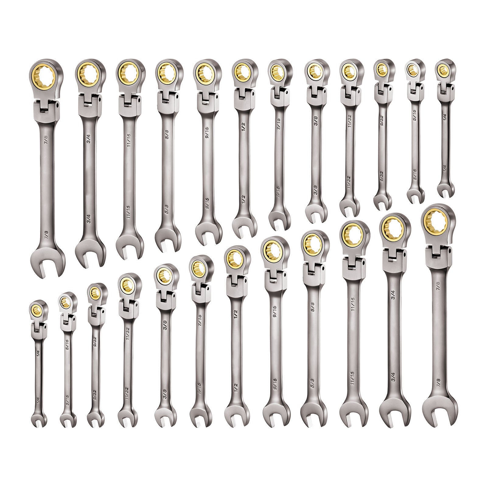 Flex-Head Ratcheting Wrench Set, 24-Piece SAE and Metric