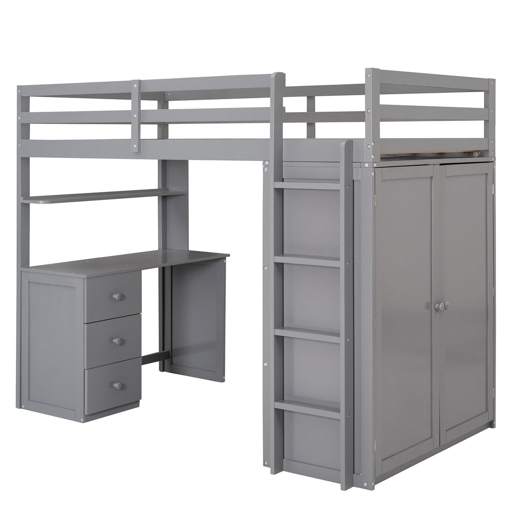 Loft Bed With Drawers, Desk, And Wardrobe
