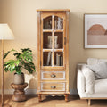 Rustic Wooden Storage Cabinet with Decorative Cutout Door & 2 Drawers