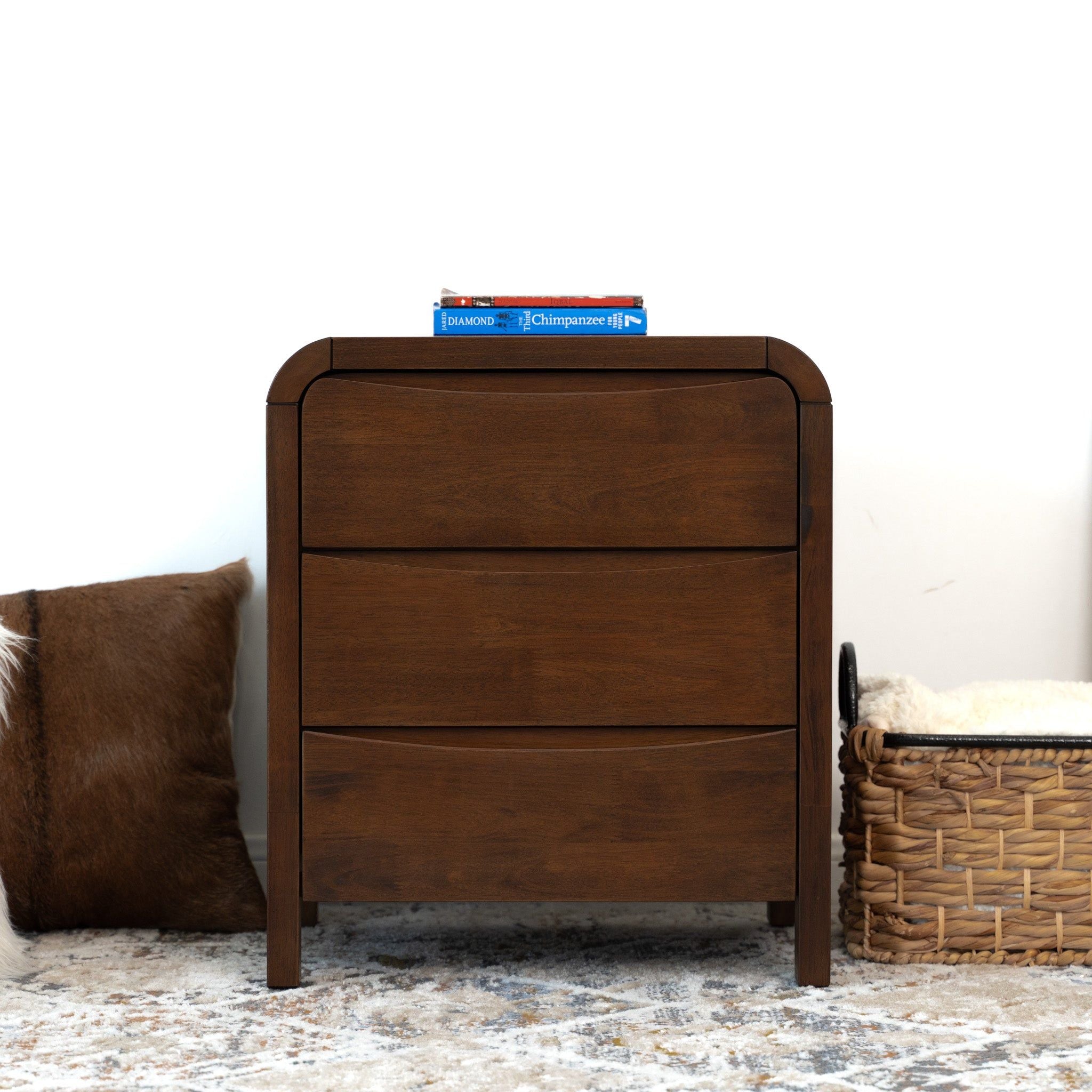 Lionel - Nightstand 3 Drawer Bed Side Table - Brown