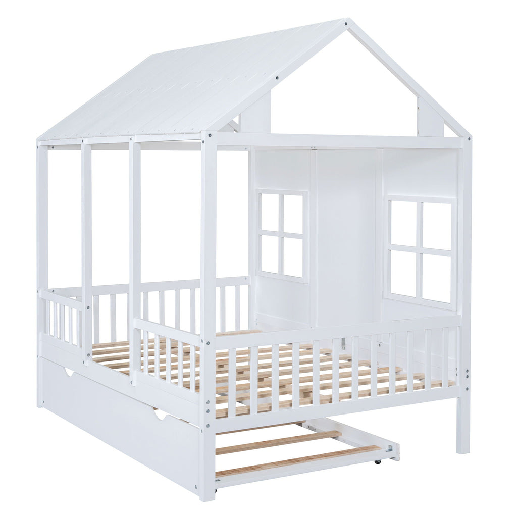 House Bed With Twin Size Trundle, Daybed