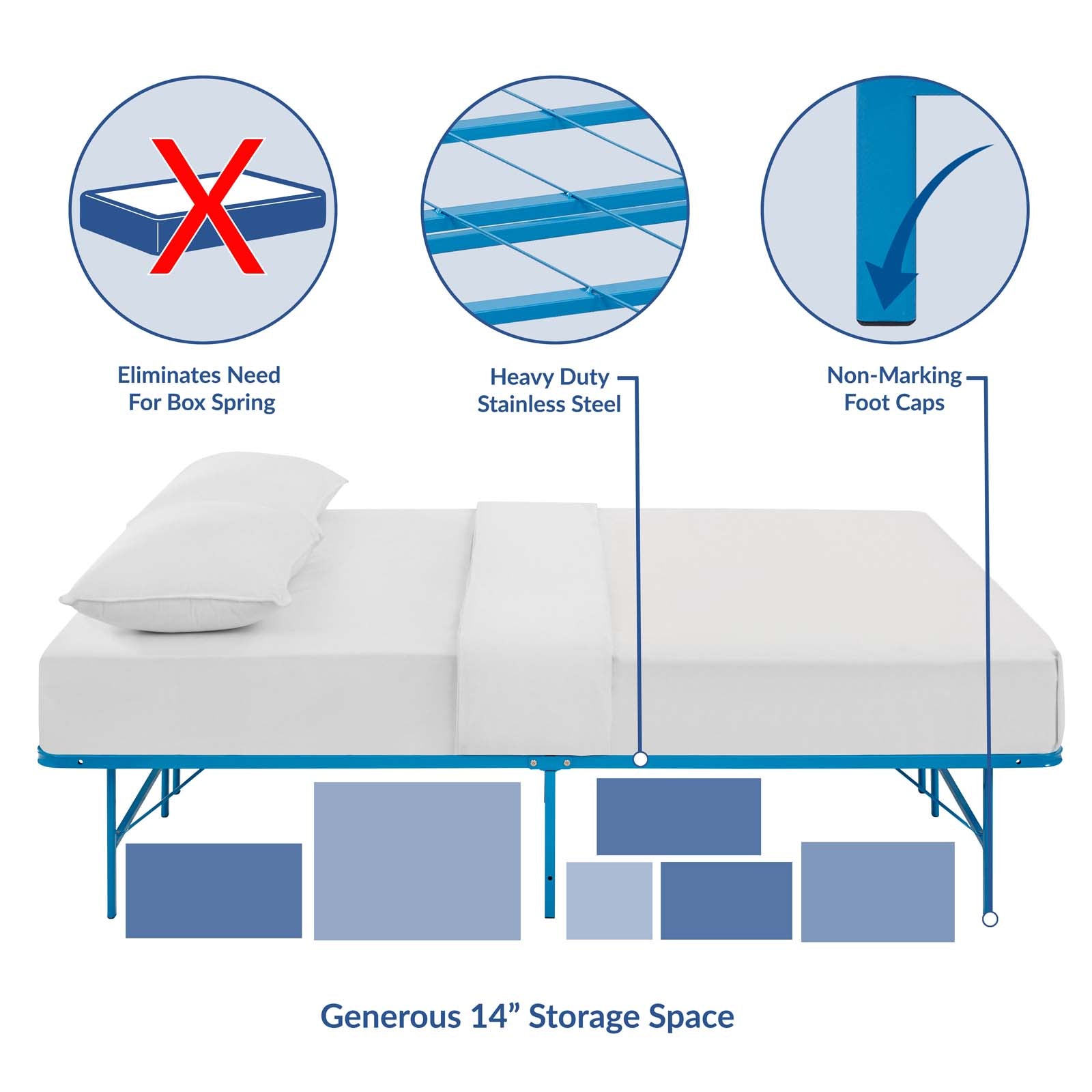 Horizon Stainless Steel Queen Bed Frame by Modway