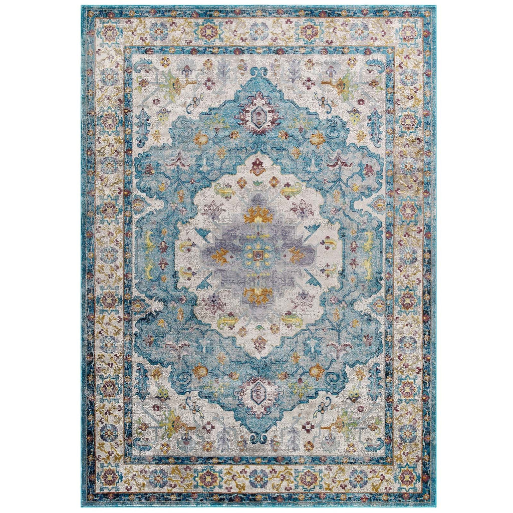 Success Anisah Distressed Floral Vintage Medallion 8x10 Area Rug by Modway