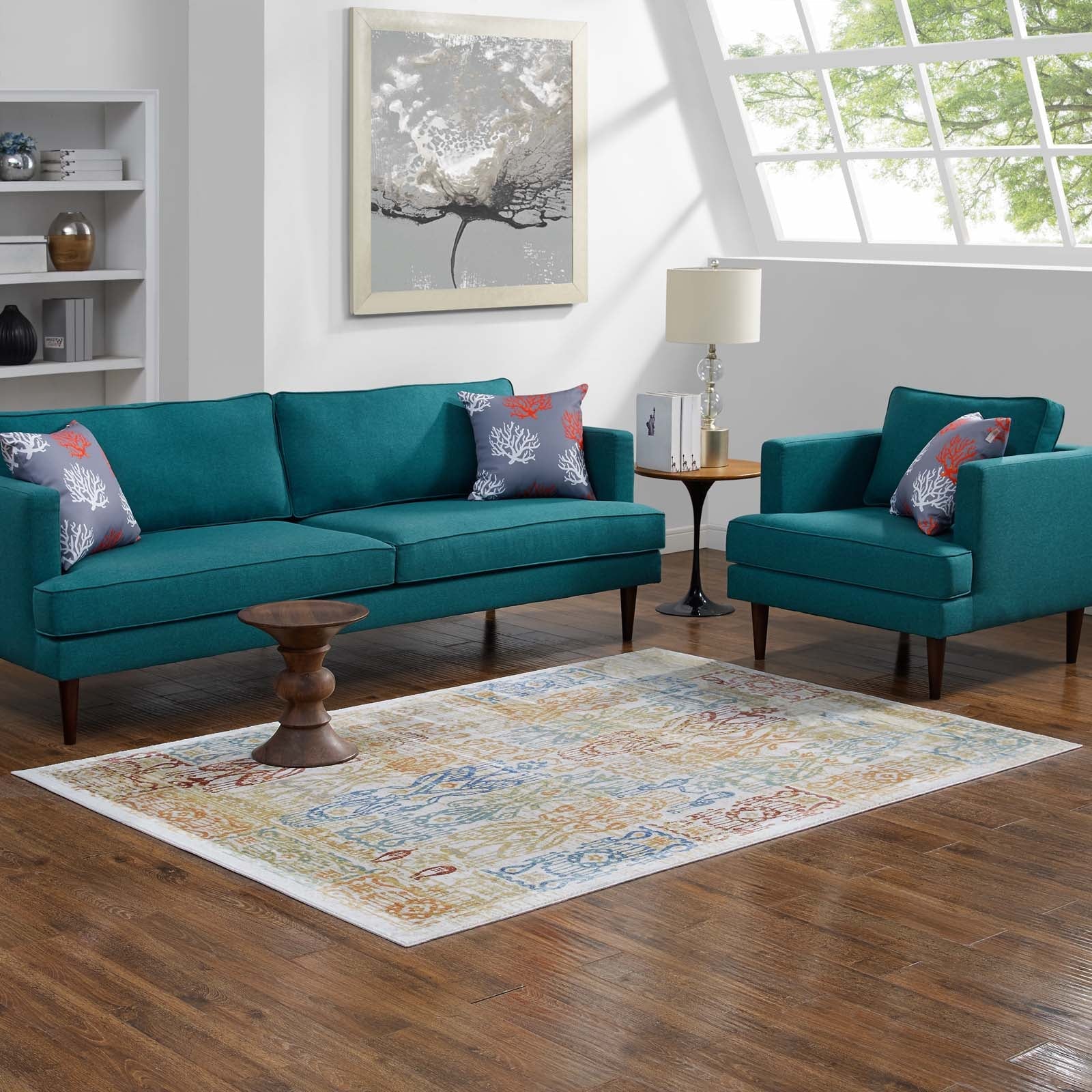Solimar Distressed Southwestern Aztec 4x6 Area Rug by Modway