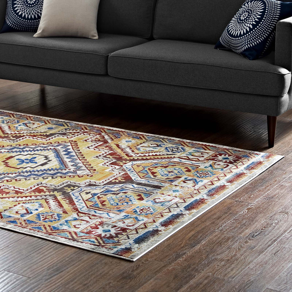 Florita Distressed Southwestern Aztec 4x6 Area Rug by Modway