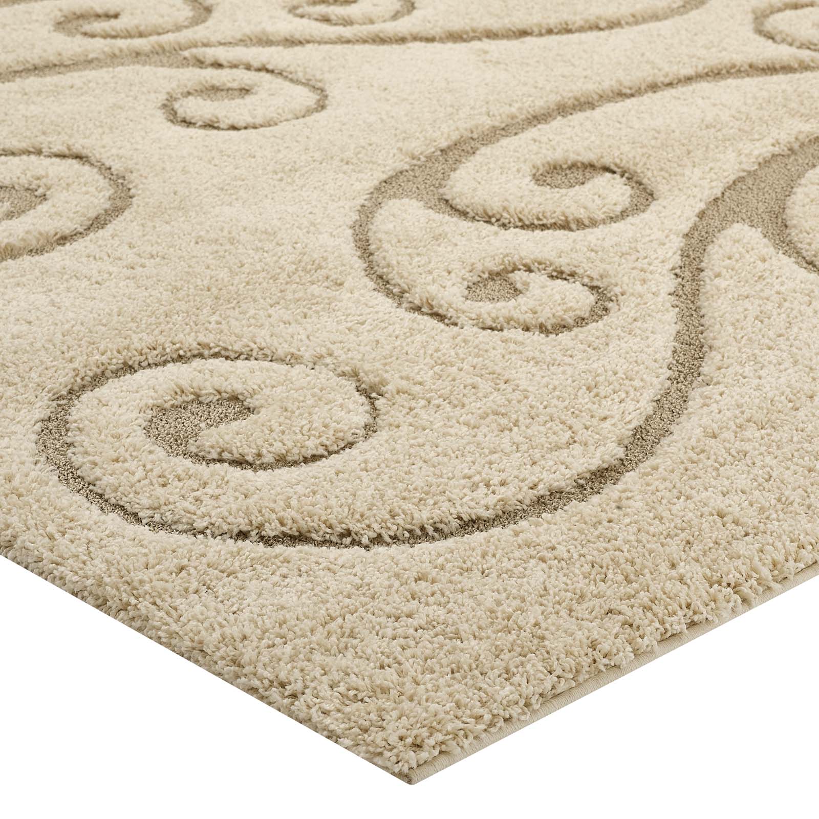Jubilant Sprout Scrolling Vine Shag 8x10 Area Rug by Modway
