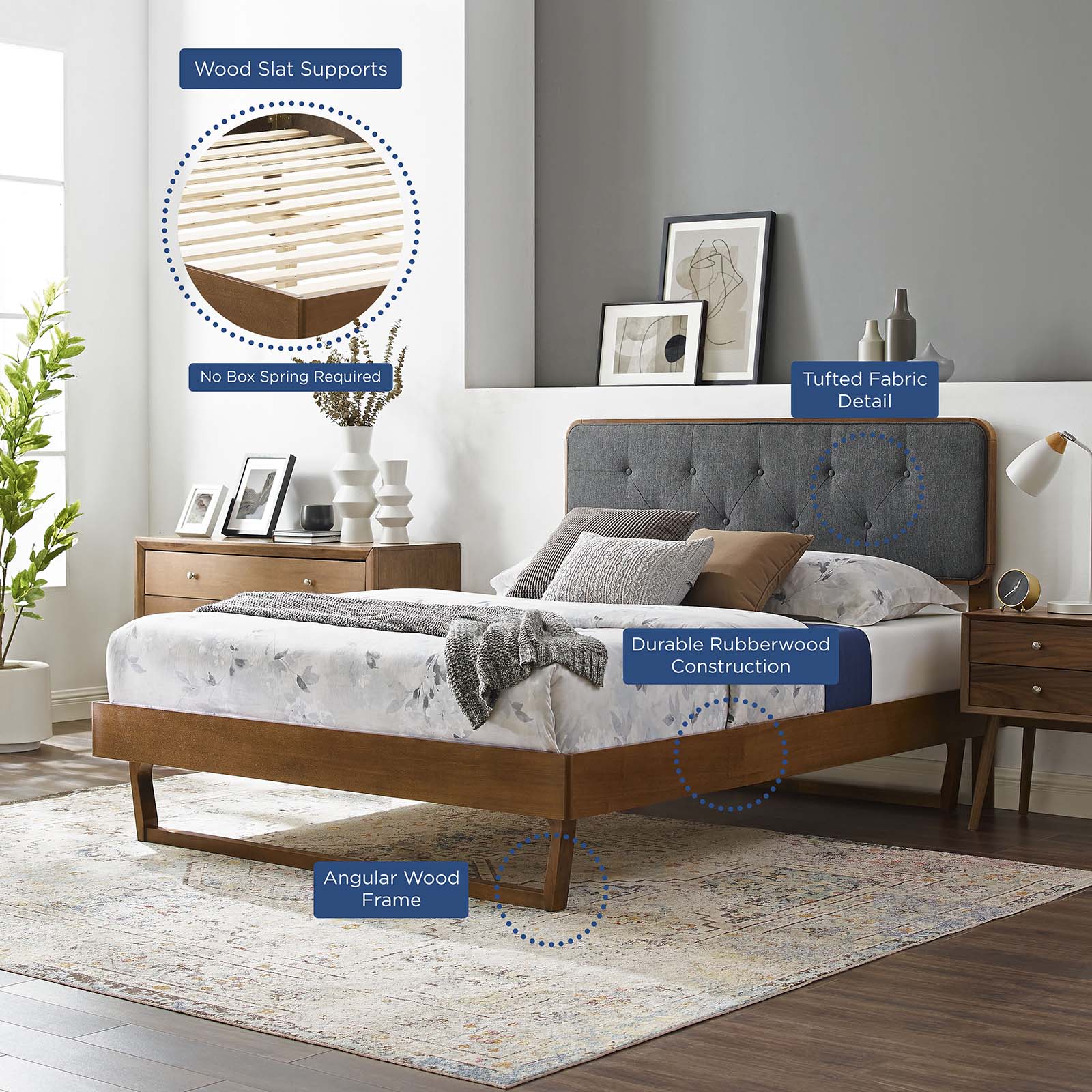 Bridgette Wood Twin Platform Bed With Angular Frame by Modway