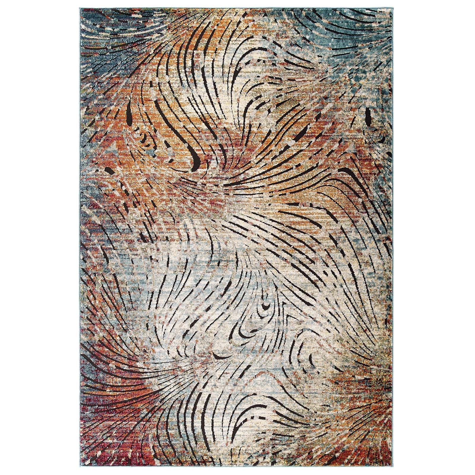 Tribute Ember Contemporary Modern Vintage Mosaic 5x8 Area Rug in Multicolored