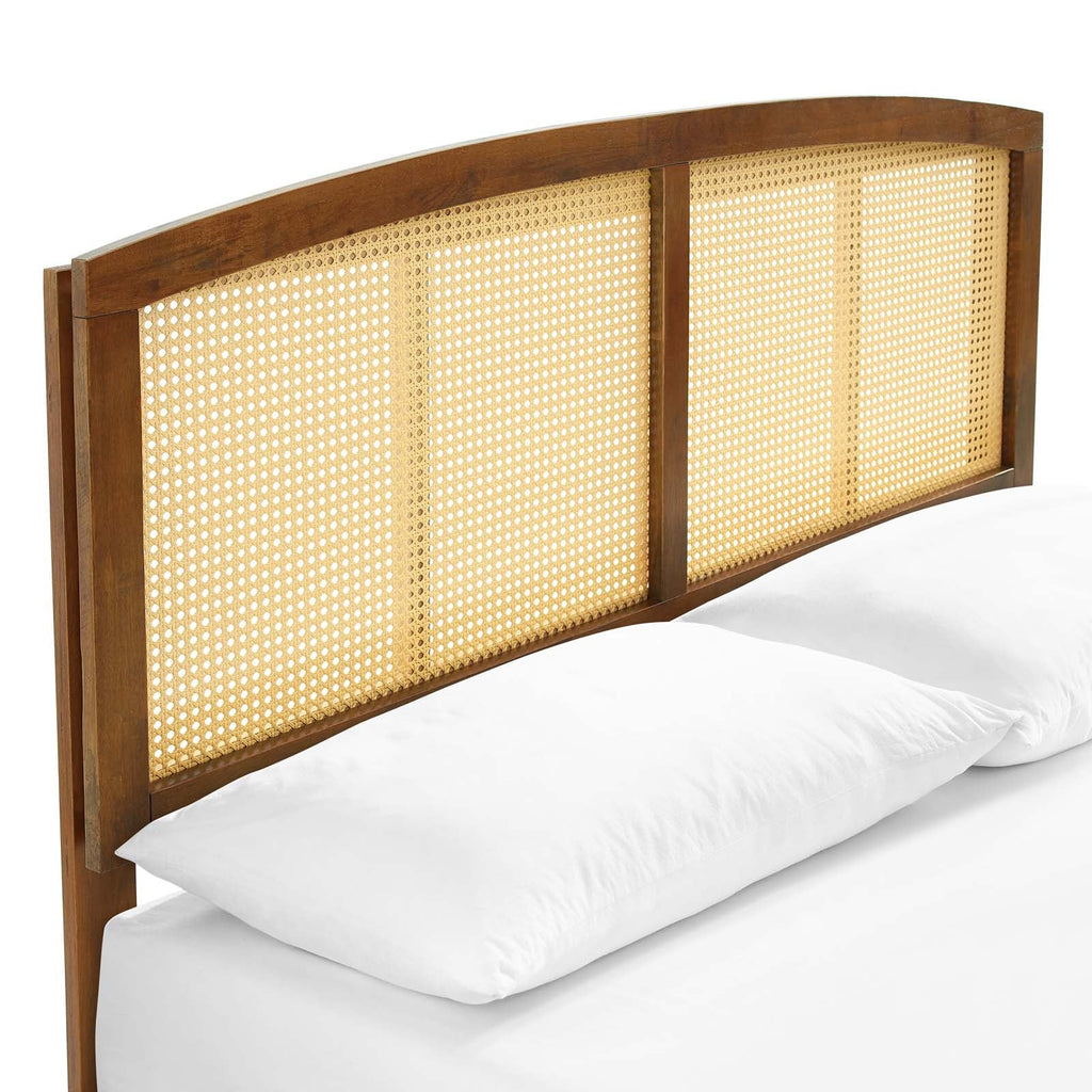 Sierra Cane and Wood King Platform Bed With Angular Legs by Modway