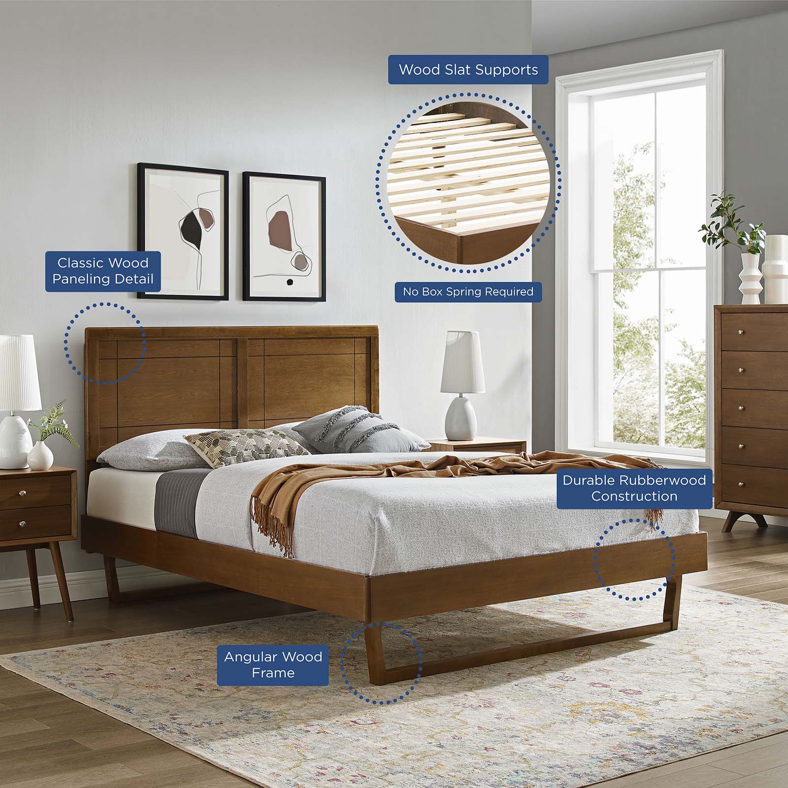 Marlee Wood King Platform Bed With Angular Frame by Modway