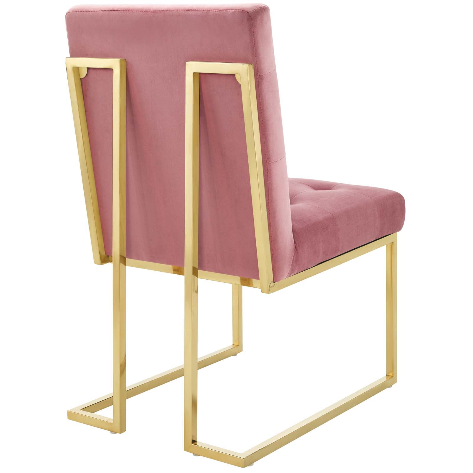Privy Gold Stainless Steel Performance Velvet Dining Chair Set of 2 by Modway