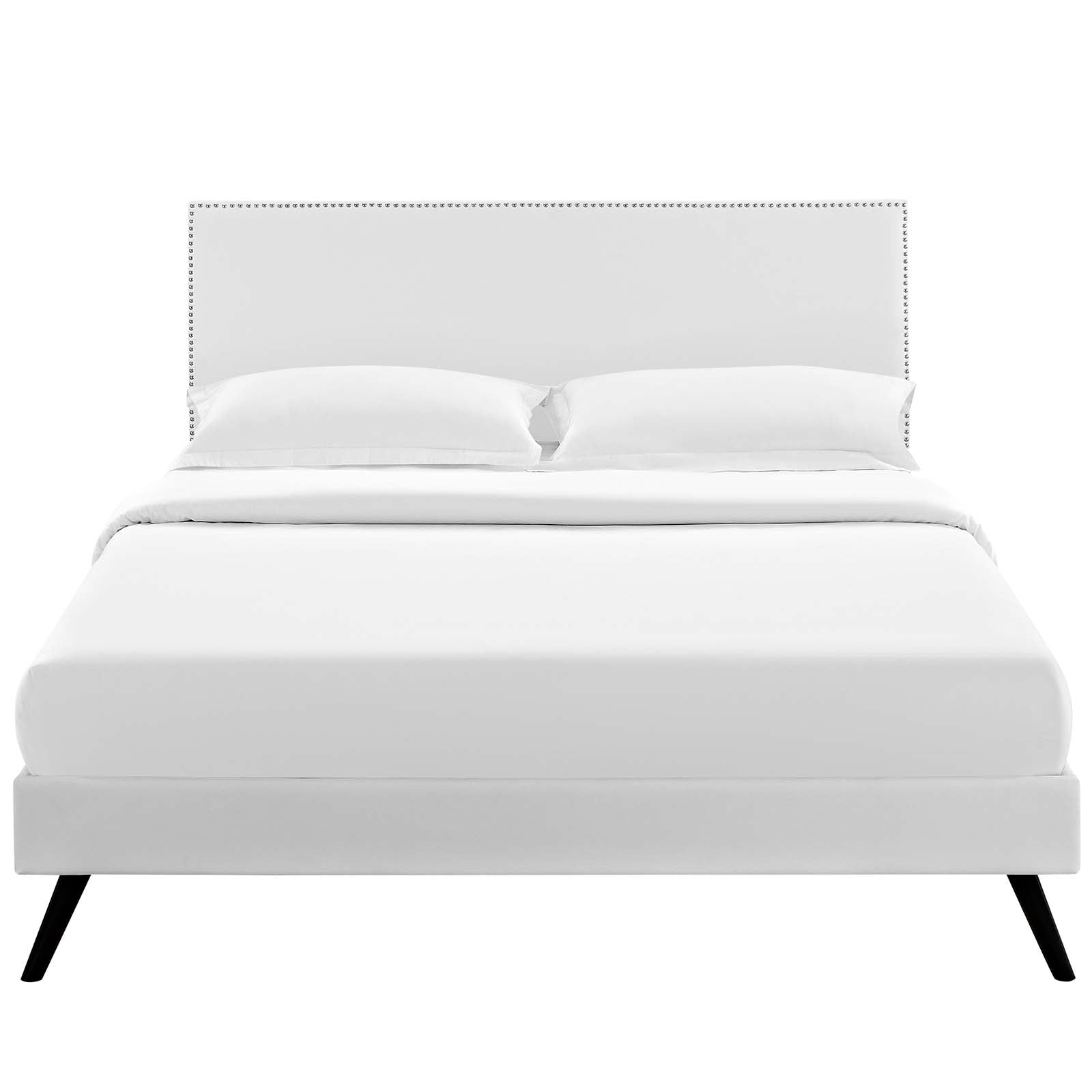 Macie Vinyl King Platform Bed with Round Splayed Legs by Modway