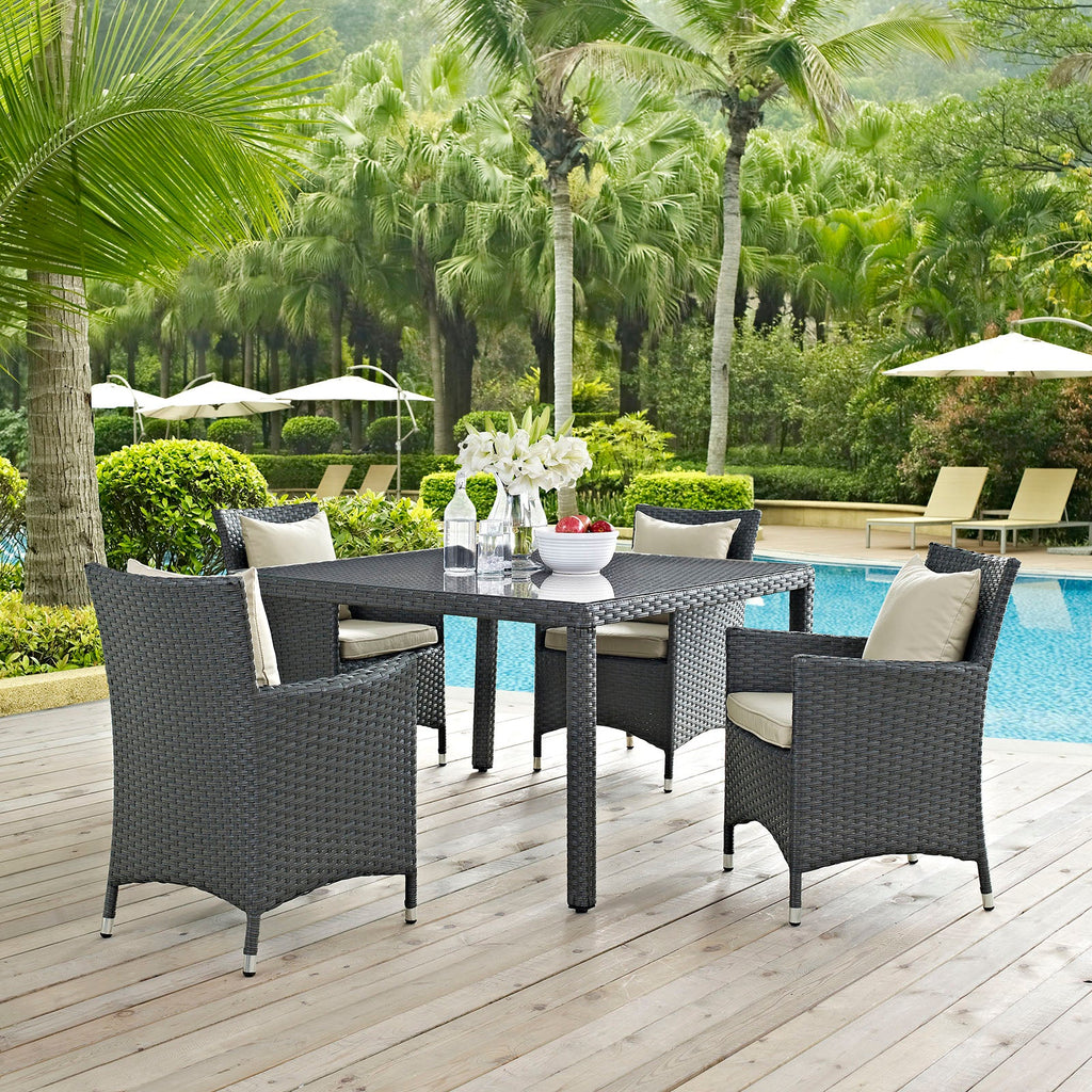 Sojourn 4 Piece Outdoor Patio Sunbrella¨ Dining Set by Modway