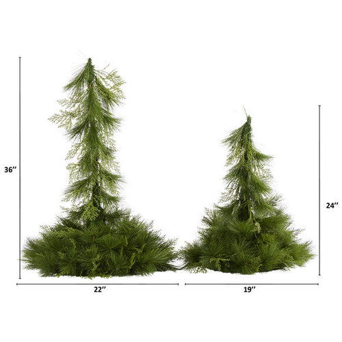 24" and 36" Table Top/Hanging Artificial Christmas Decor (Set of 2)