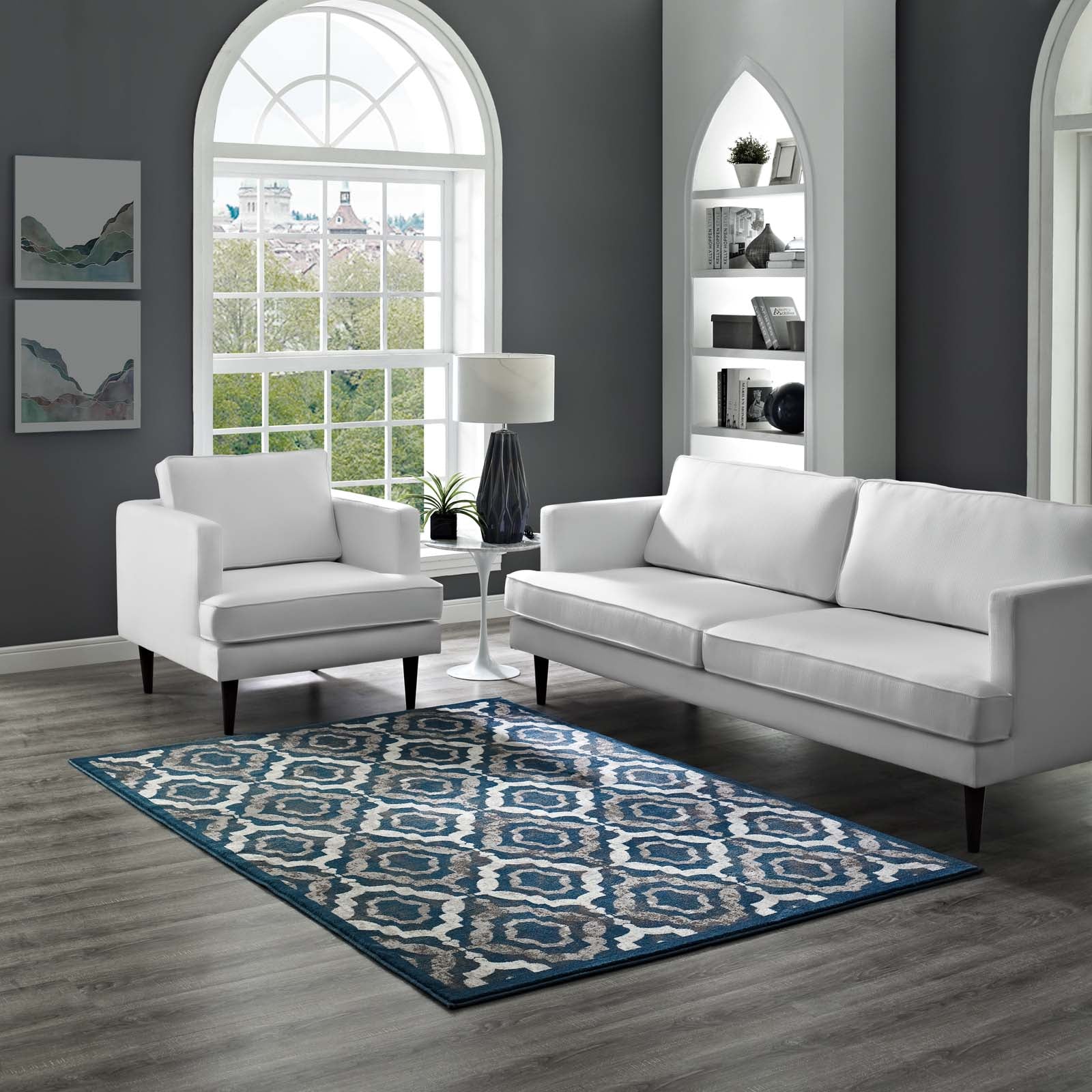 Kalinda Rustic Vintage Moroccan Trellis 5x8 Area Rug by Modway