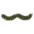 6' White Mountain Pine Artificial Garland w/ 35 White Warm LED Lights/Pinecones