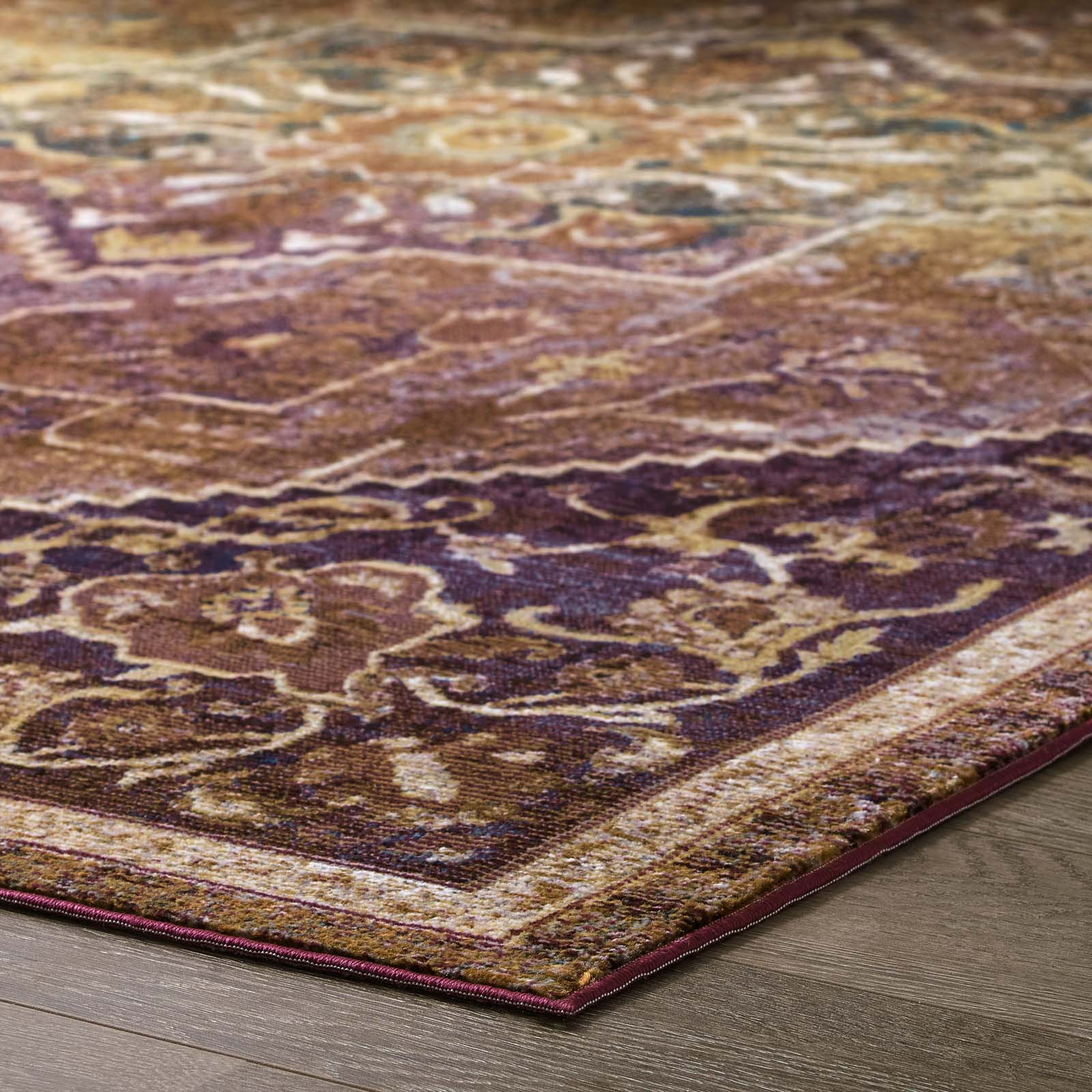 Success Kaede Transitional Distressed Vintage Floral Vintage Medallion 4x6 Area Rug by Modway