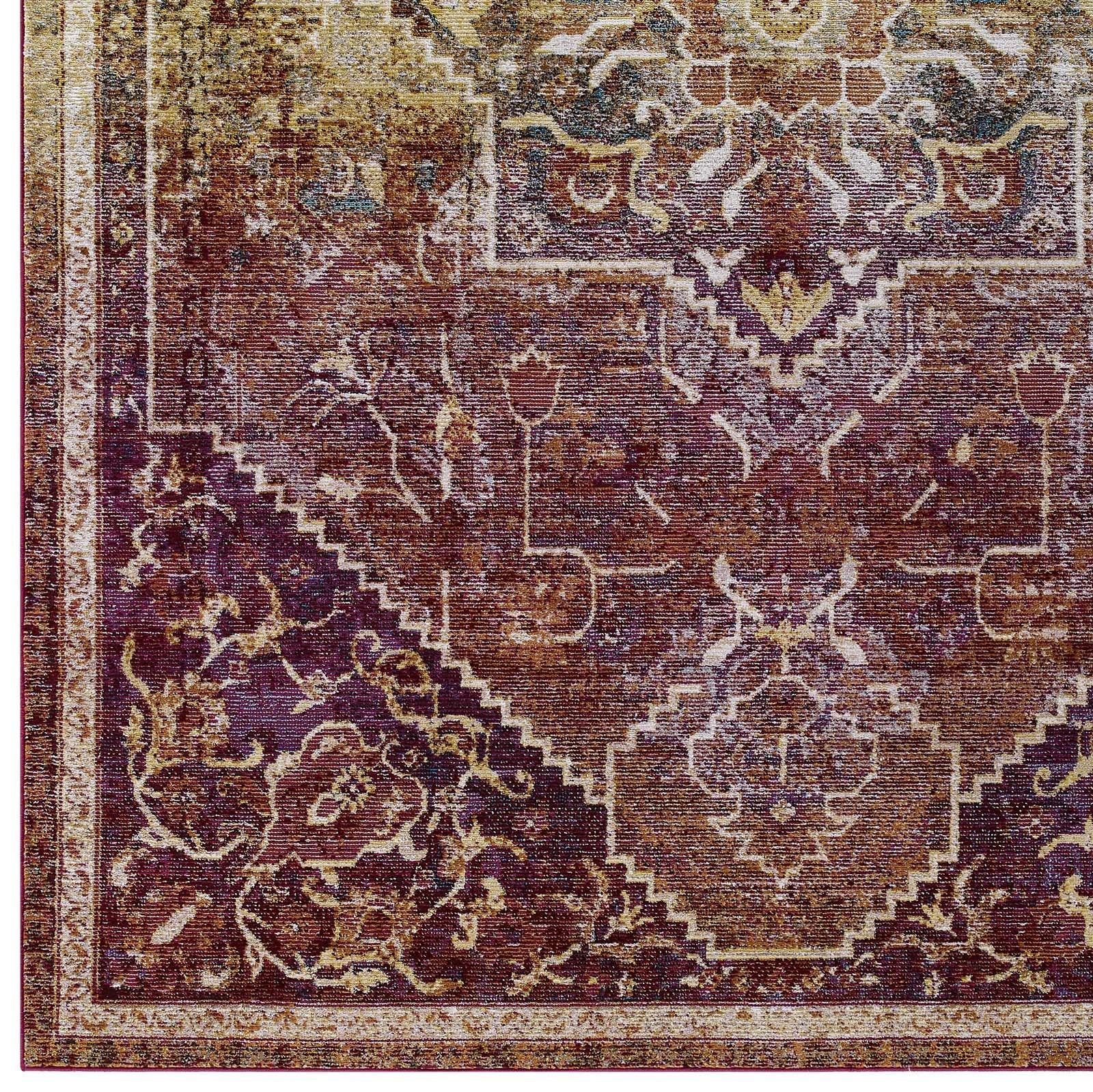 Success Kaede Transitional Distressed Vintage Floral Vintage Medallion 8x10 Area Rug by Modway