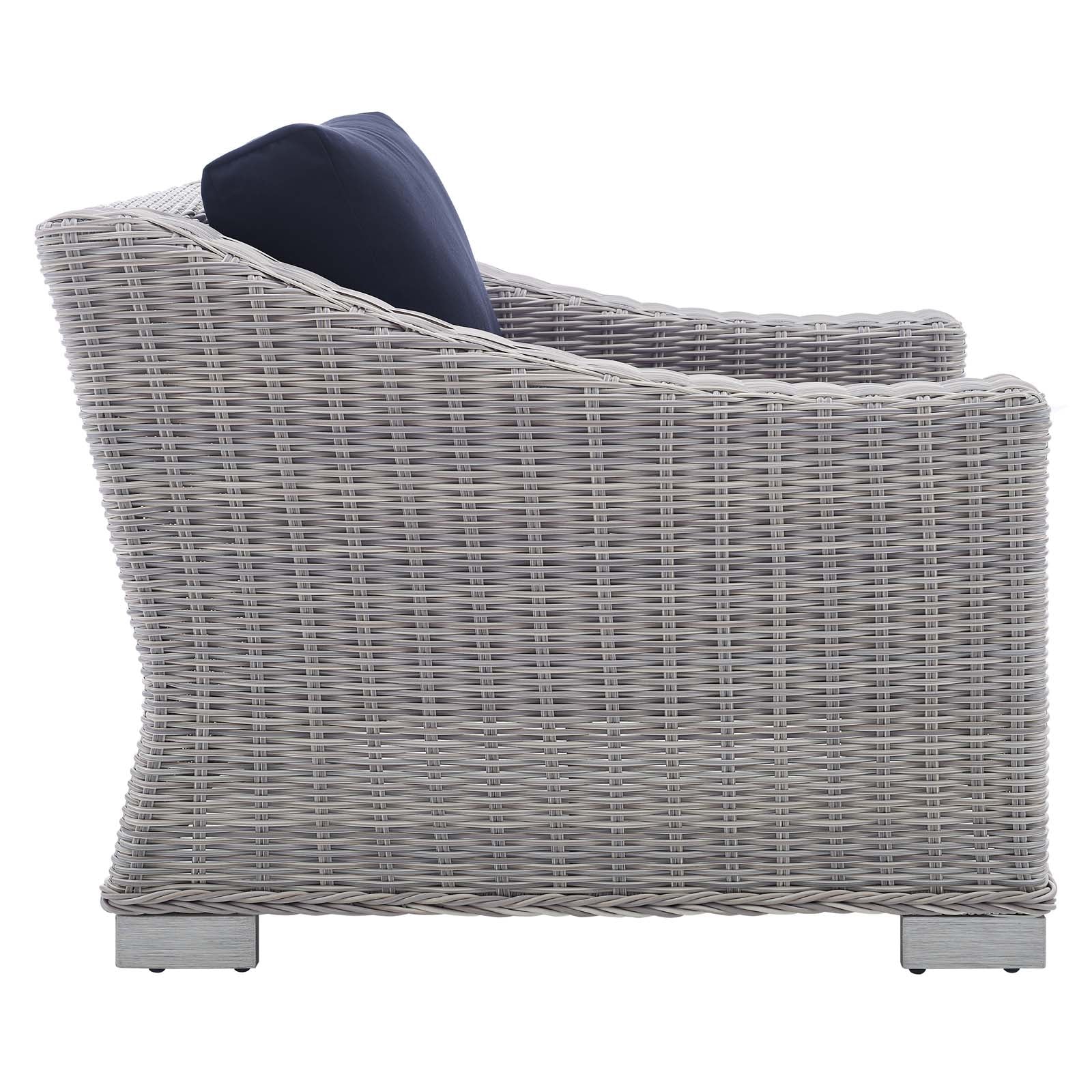 Conway 2-Piece Sunbrella¨ Outdoor Patio Wicker Rattan Armchair and Ottoman Set by Modway