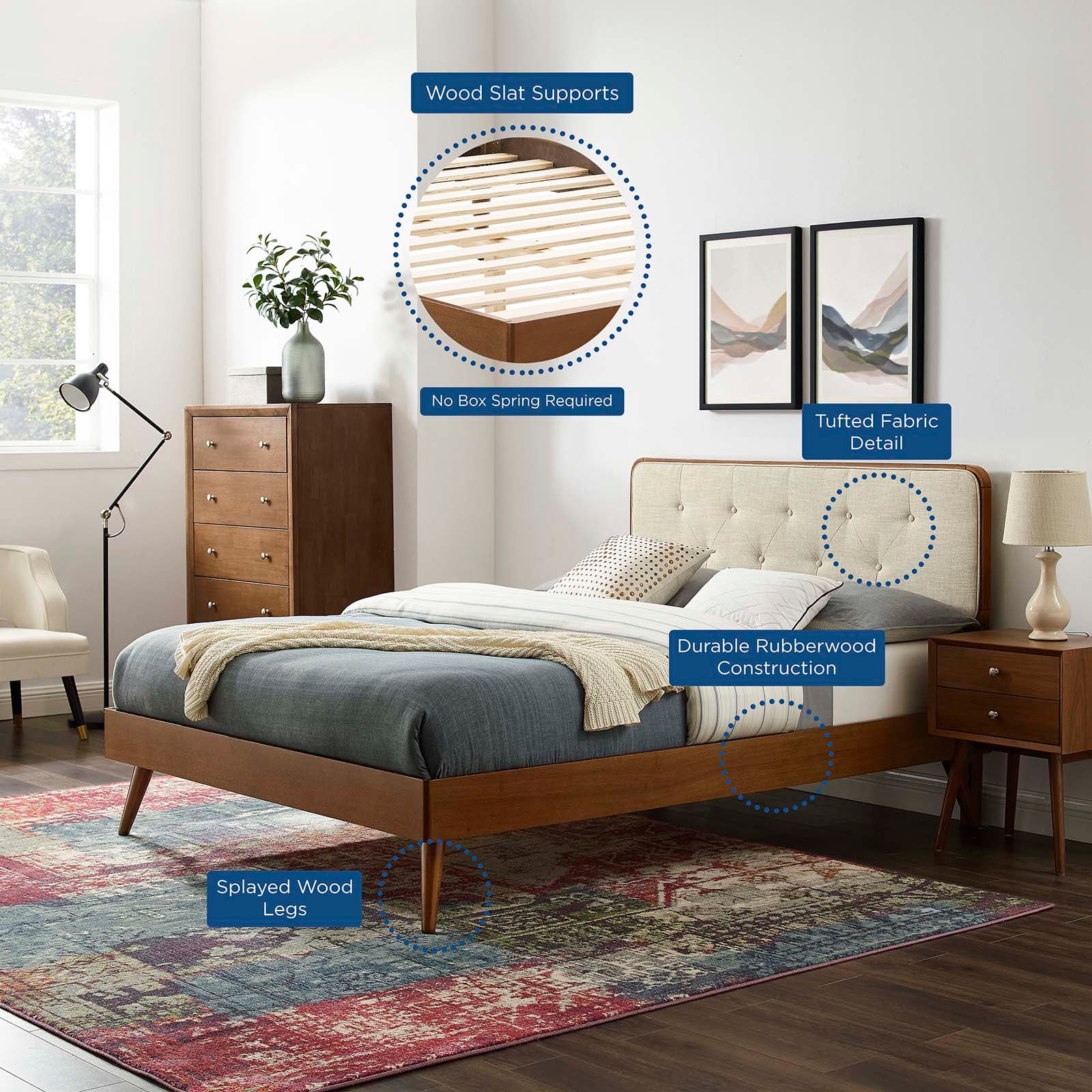 Bridgette Wood King Platform Bed With Splayed Legs by Modway