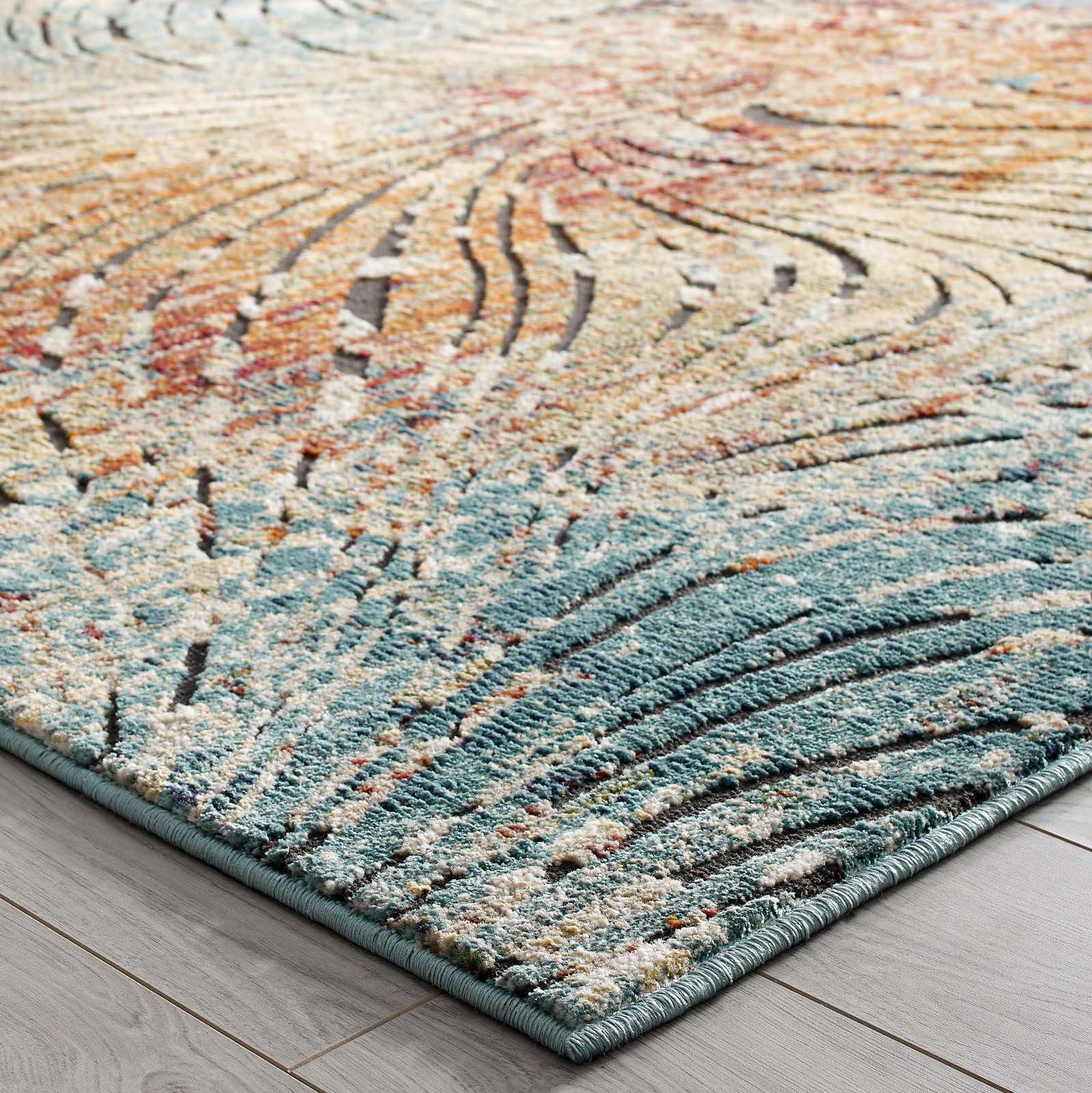 Tribute Ember Contemporary Modern Vintage Mosaic 5x8 Area Rug in Multicolored