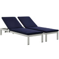 Shore Outdoor Patio Aluminum Chaise with Cushions Set of 2 by Modway