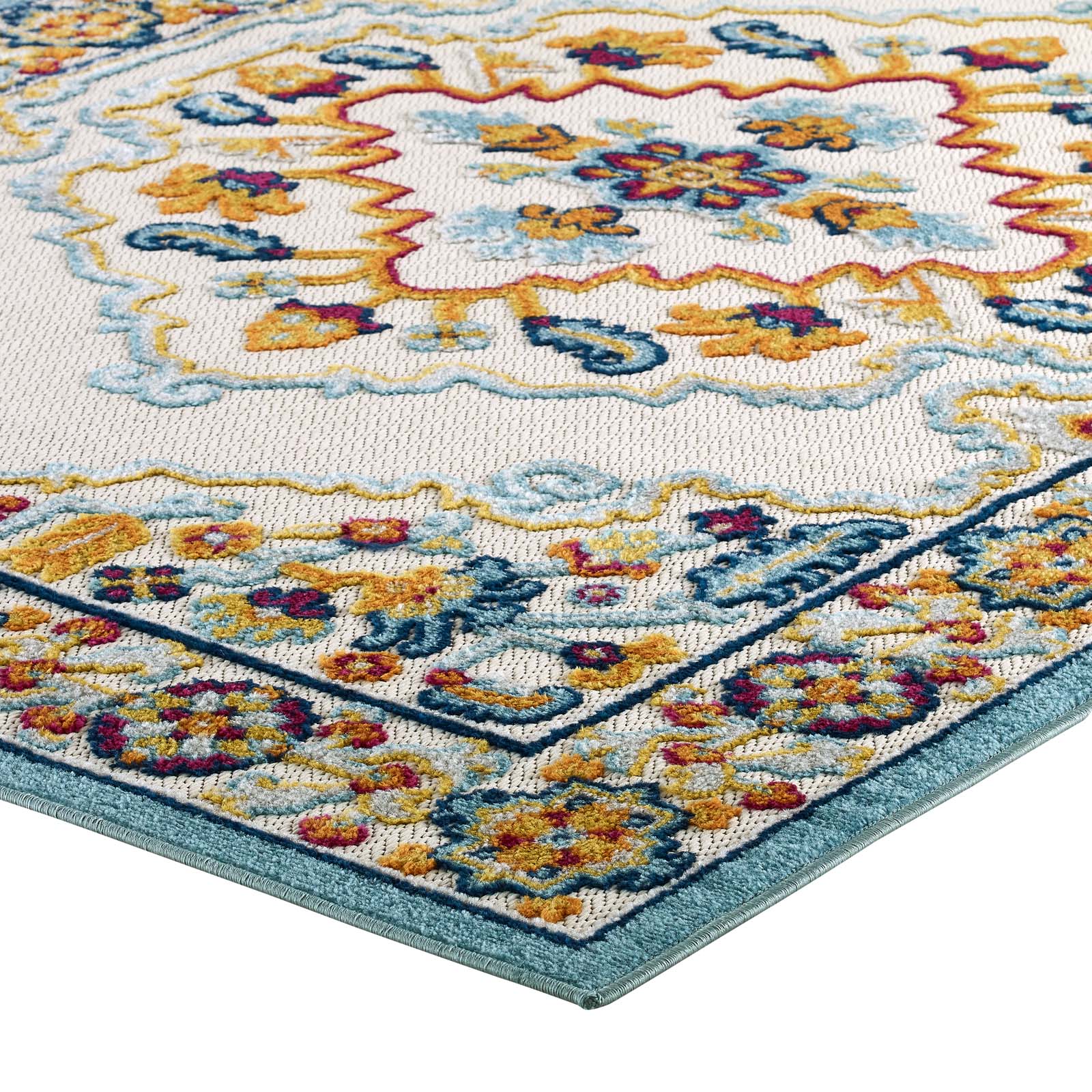 Reflect Ansel Distressed Floral Vintage Medallion 8x10 Indoor and Outdoor Area Rug by Modway