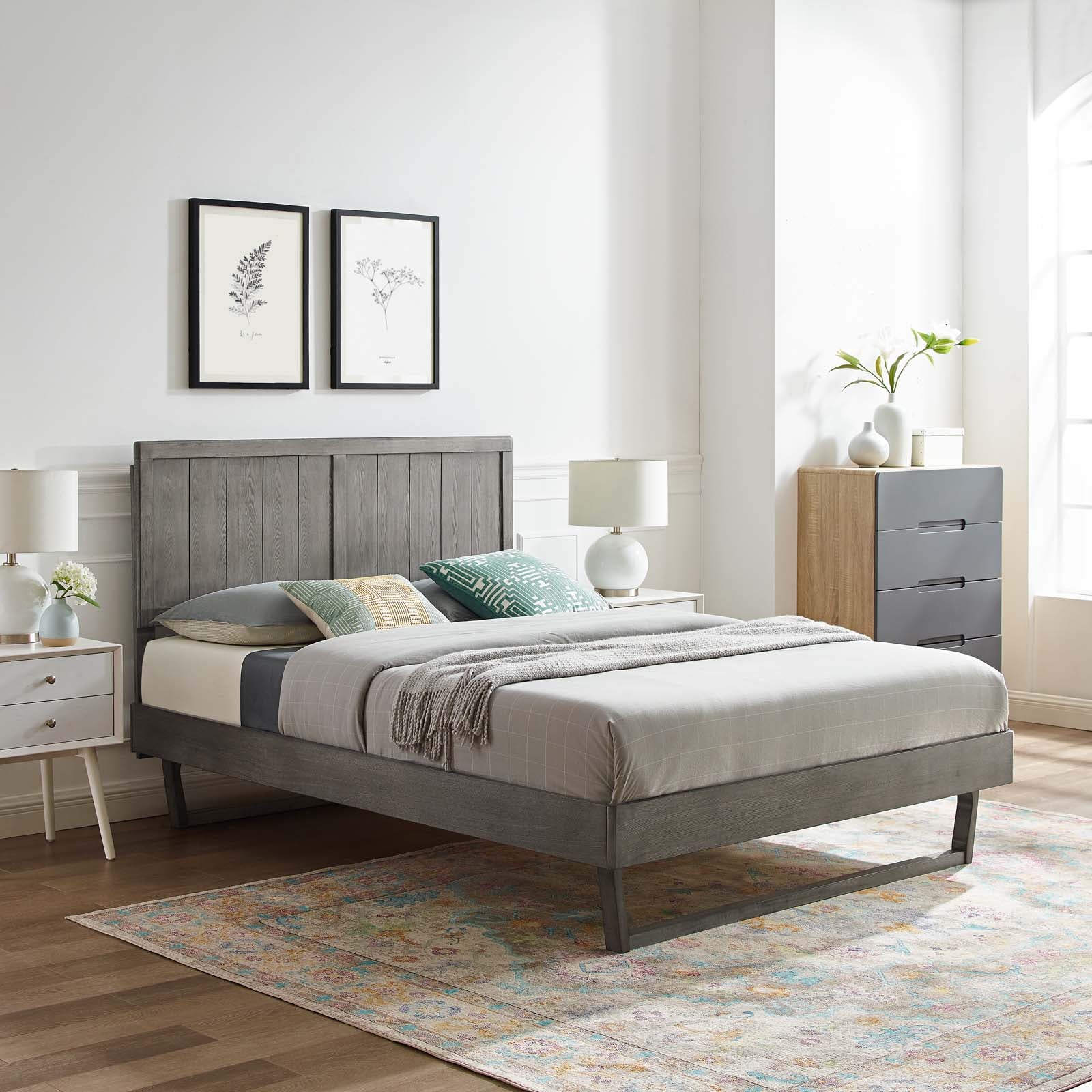 Alana Wood Queen Platform Bed With Angular Frame by Modway
