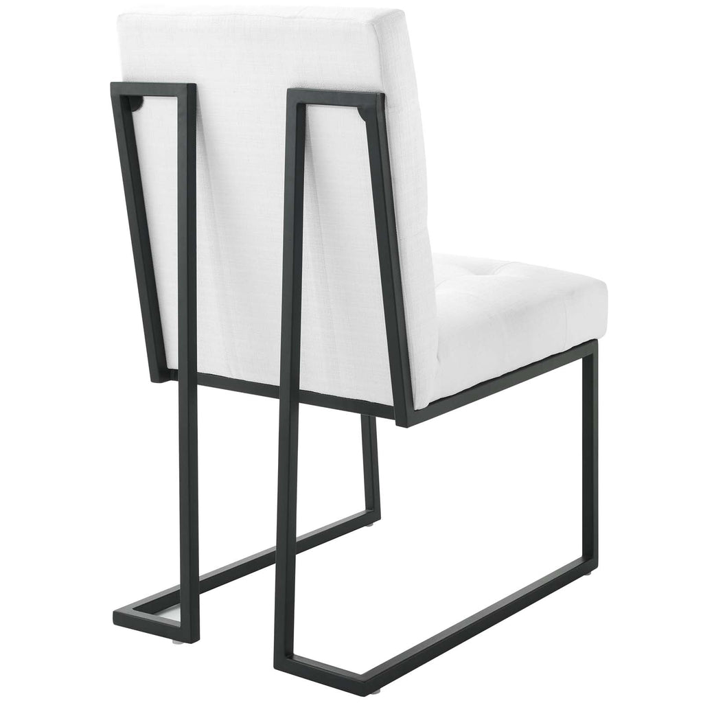 Privy Black Stainless Steel Upholstered Fabric Dining Chair Set of 2 by Modway