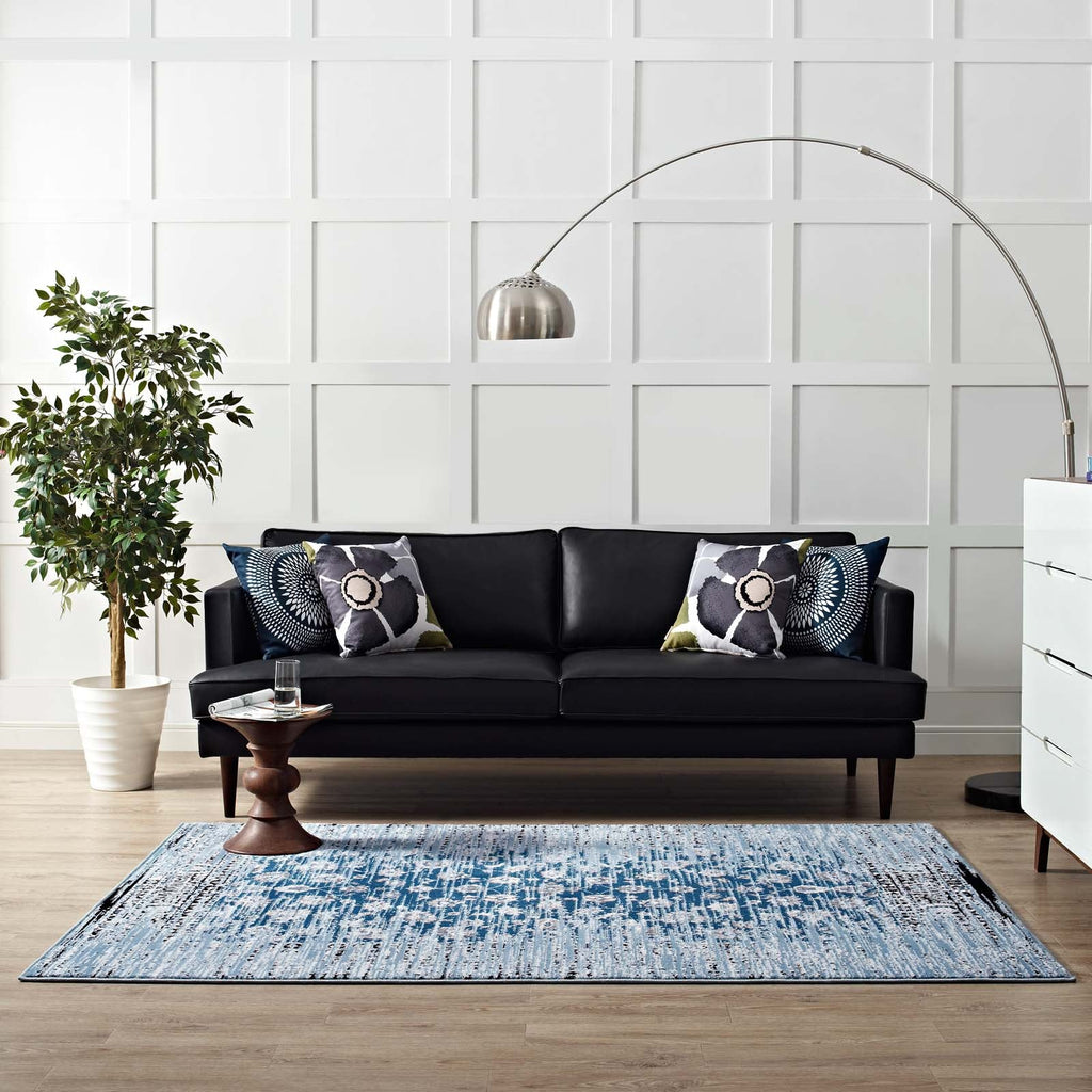 Chiara Distressed Floral Lattice Contemporary 5x8 Area Rug by Modway
