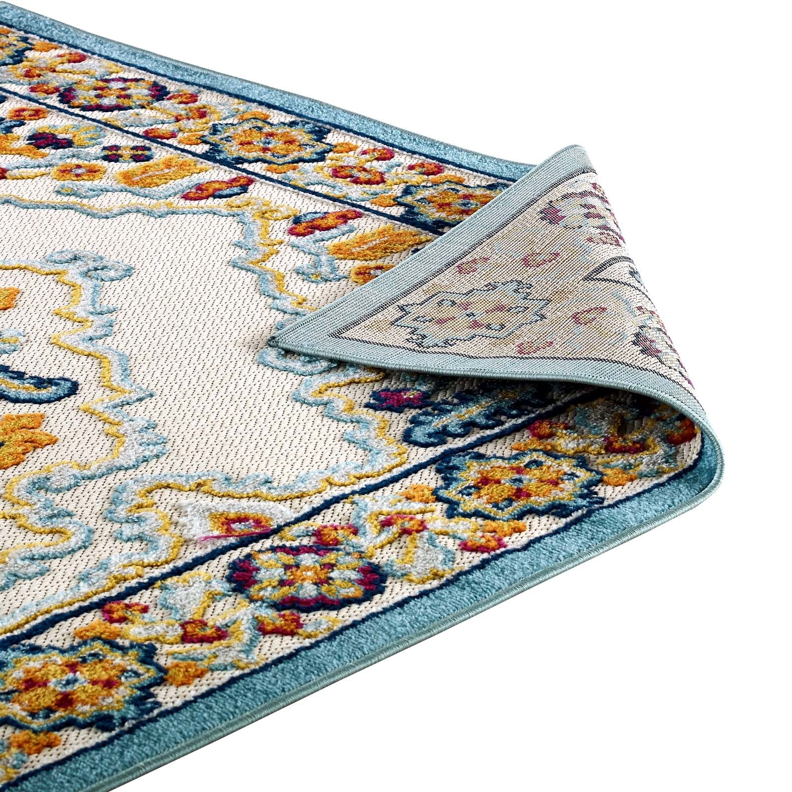 Reflect Ansel Distressed Floral Vintage Medallion 8x10 Indoor and Outdoor Area Rug by Modway