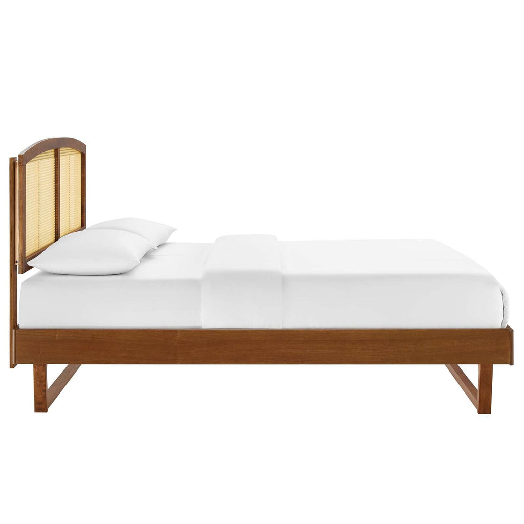 Sierra Cane and Wood Queen Platform Bed With Angular Legs by Modway