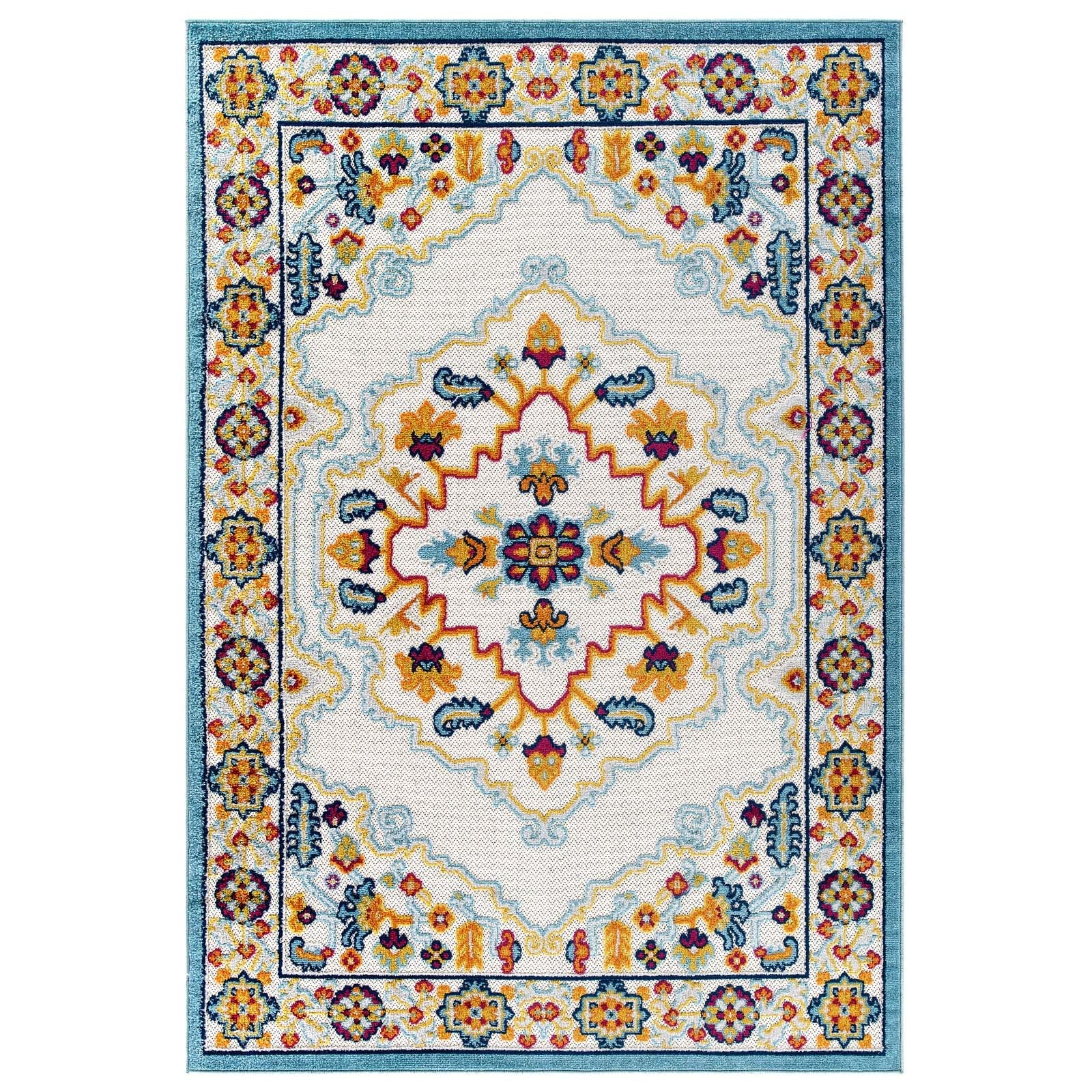 Reflect Ansel Distressed Floral Vintage Medallion 8x10 Indoor and Outdoor Area Rug by Modway