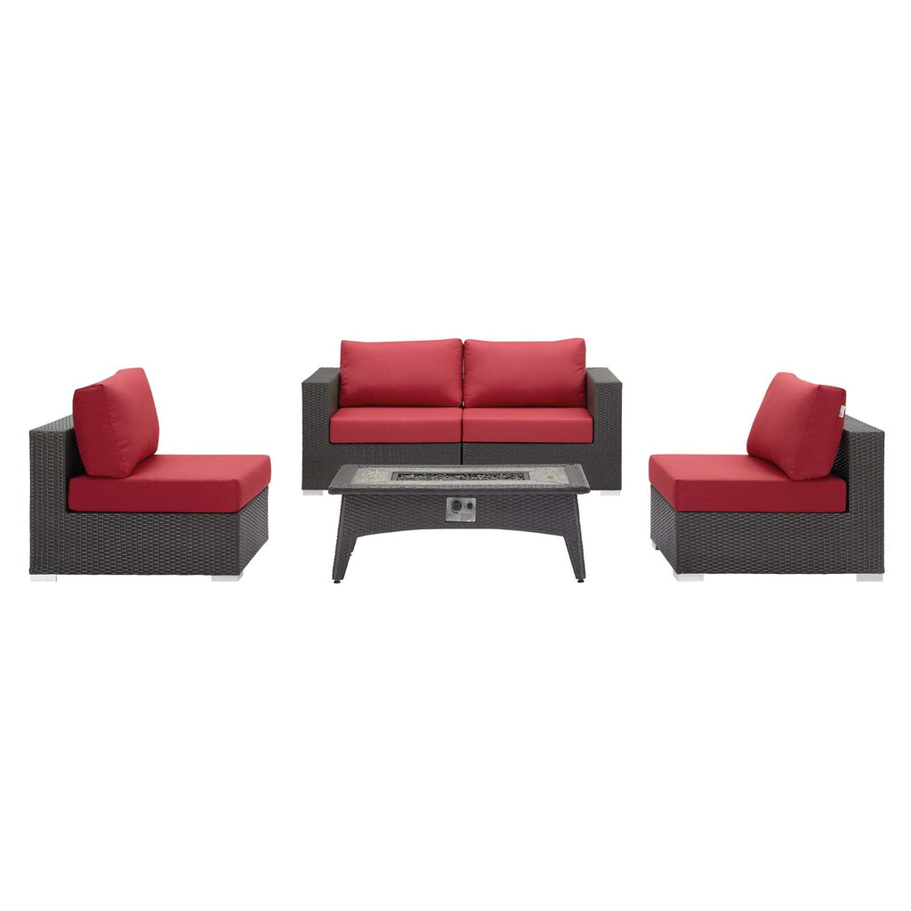 Convene 5 Piece Set Outdoor Patio with Fire Pit by Modway