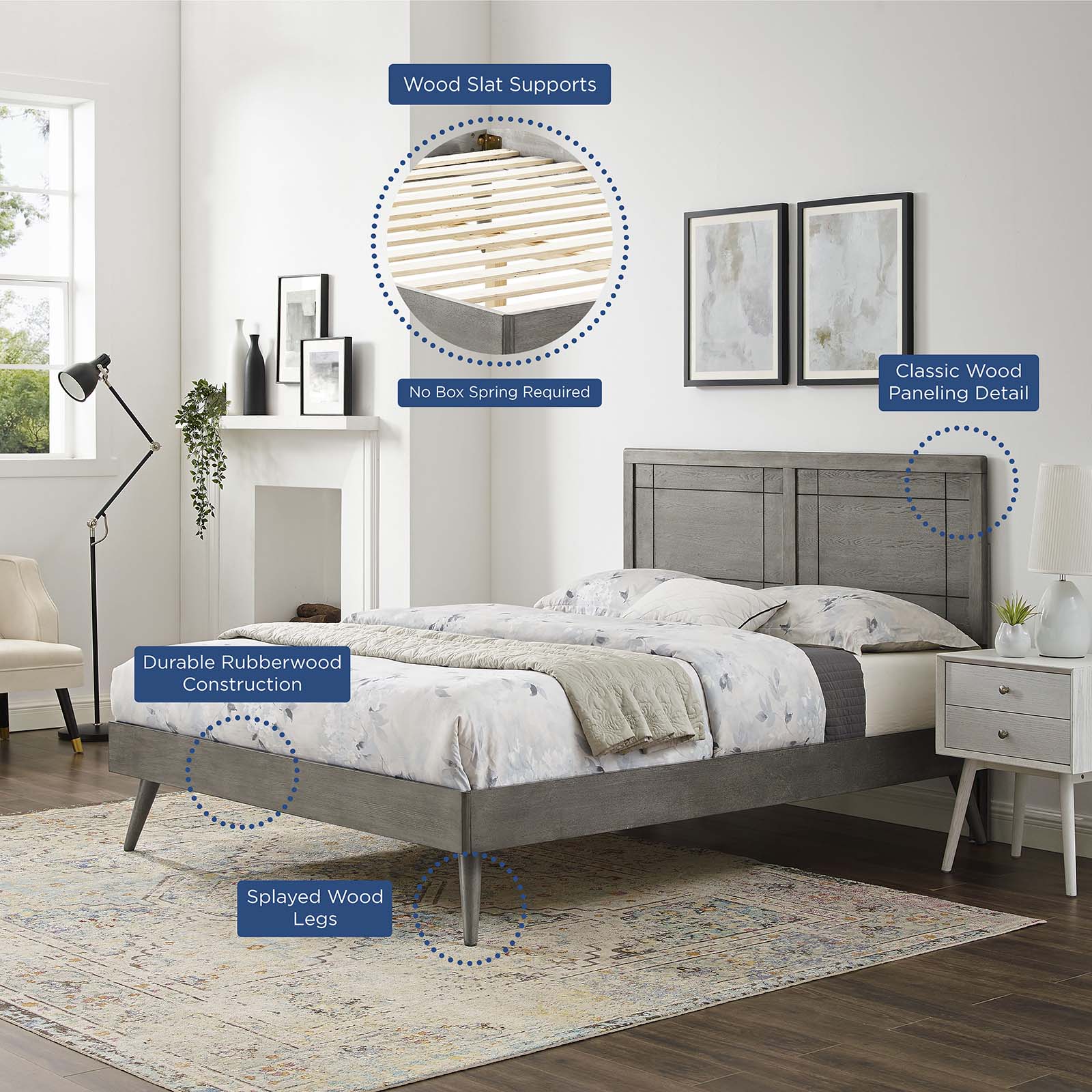 Marlee Wood King Platform Bed With Splayed Legs by Modway
