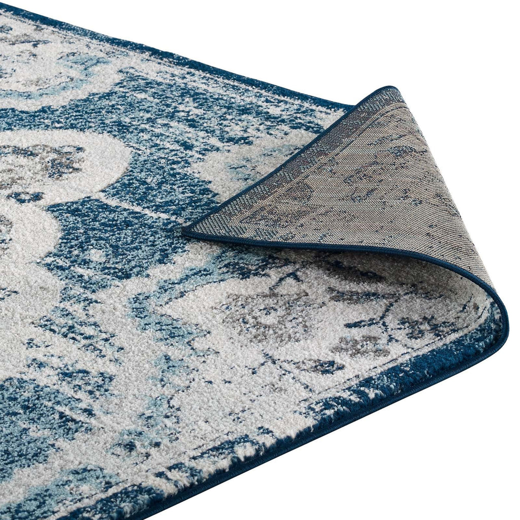 Entourage Malia Distressed Vintage Floral Vintage Medallion 5x8 Area Rug by Modway